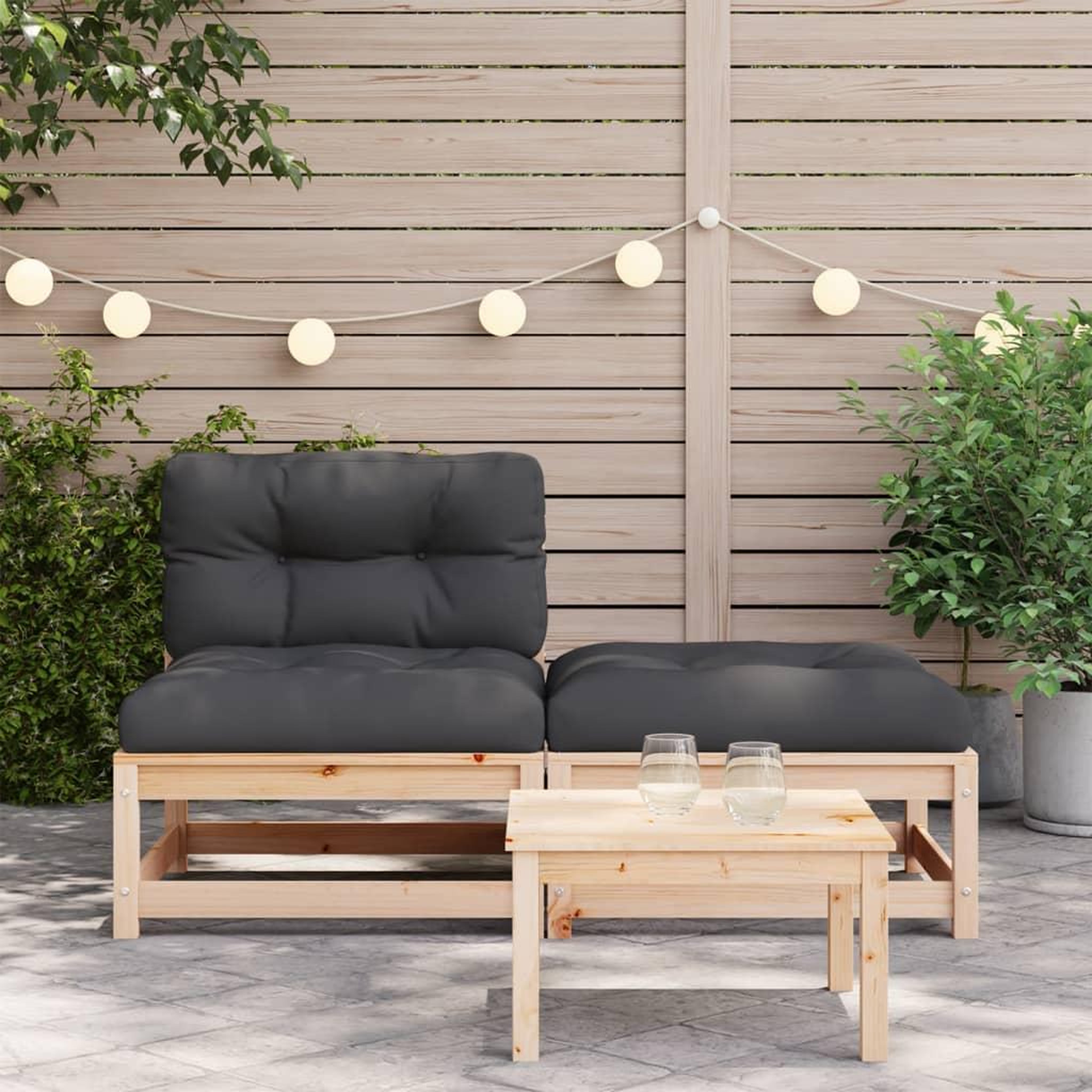 Voir la diapositive 3 : VIDAXL Canape de jardin sans accoudoirs avec coussins et repose-pieds