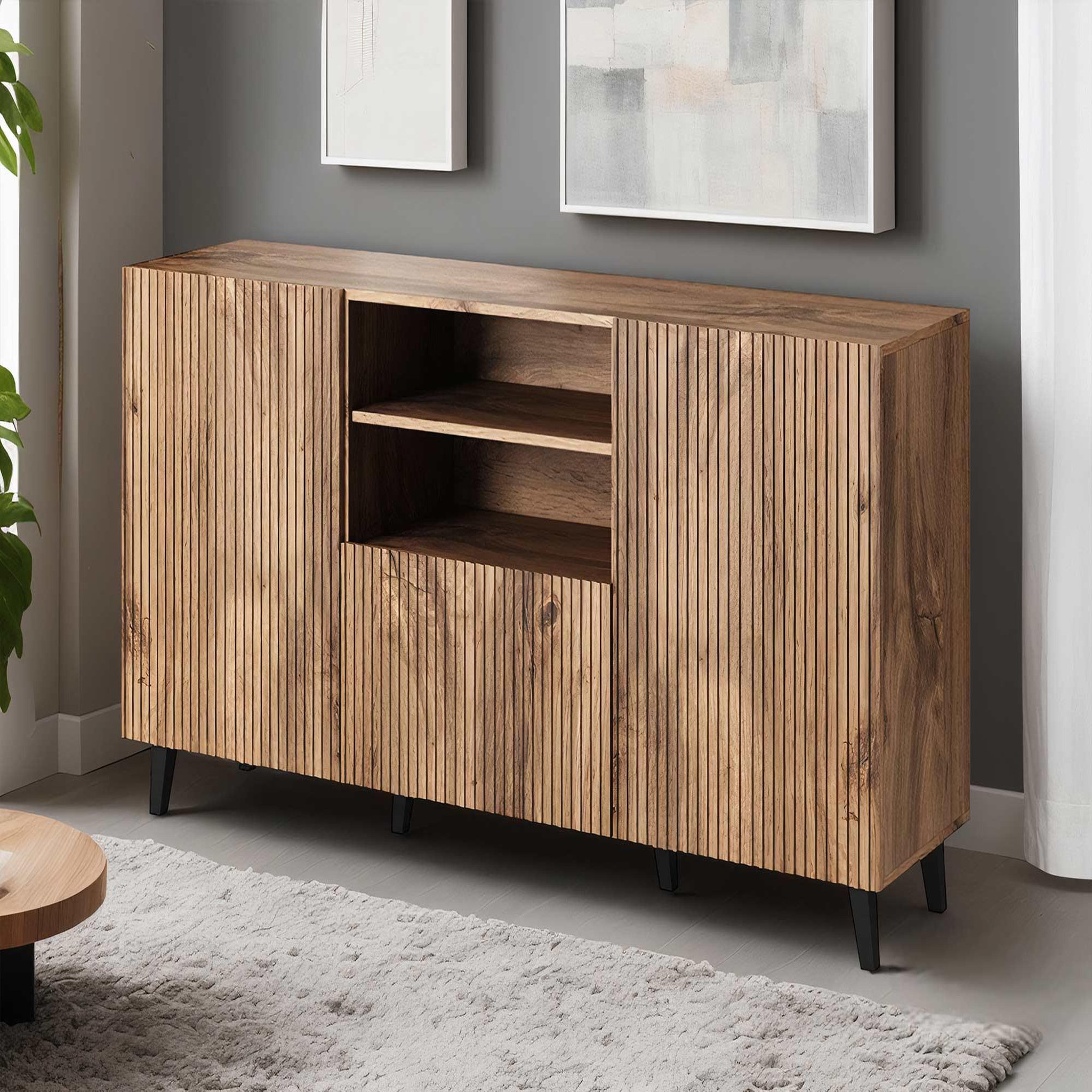 BEST MOBILIER Come - buffet bas - effet bois - 2 portes, 1 tiroir et 1 niche - 150 cm. Coloris disponibles : Marron