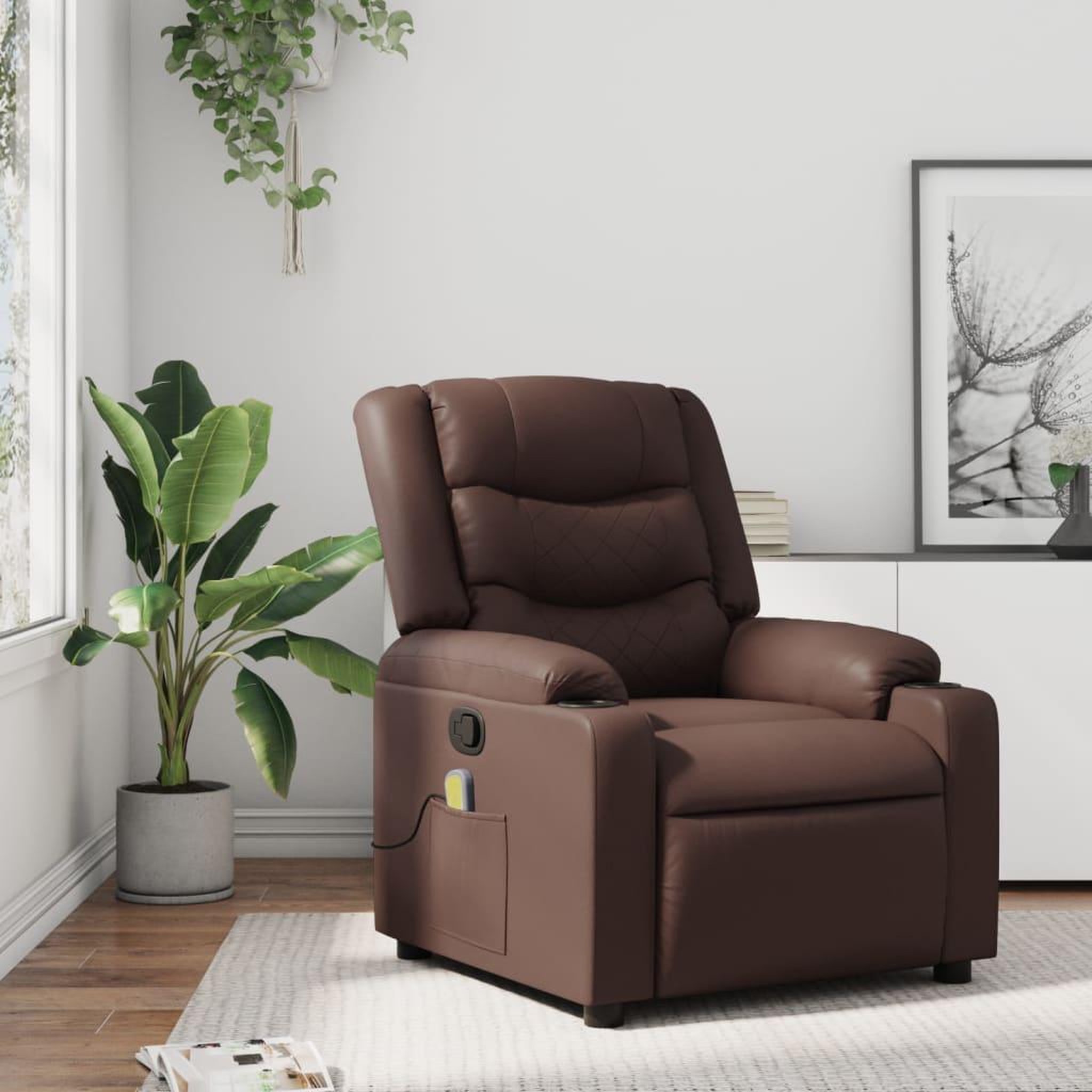 VIDAXL Fauteuil de massage inclinable Marron Similicuir