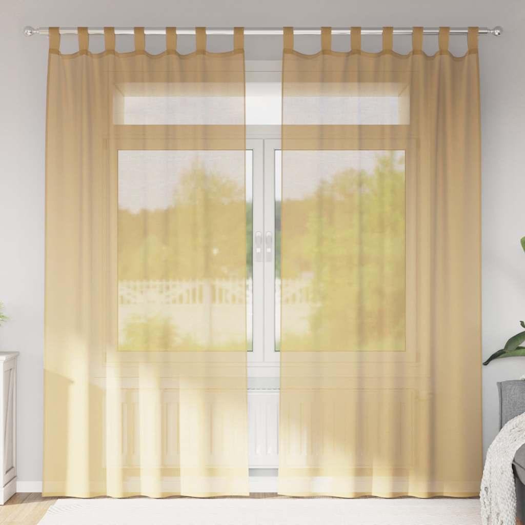 VIDAXL Rideaux en voile avec passe-tringles 2 pcs sable