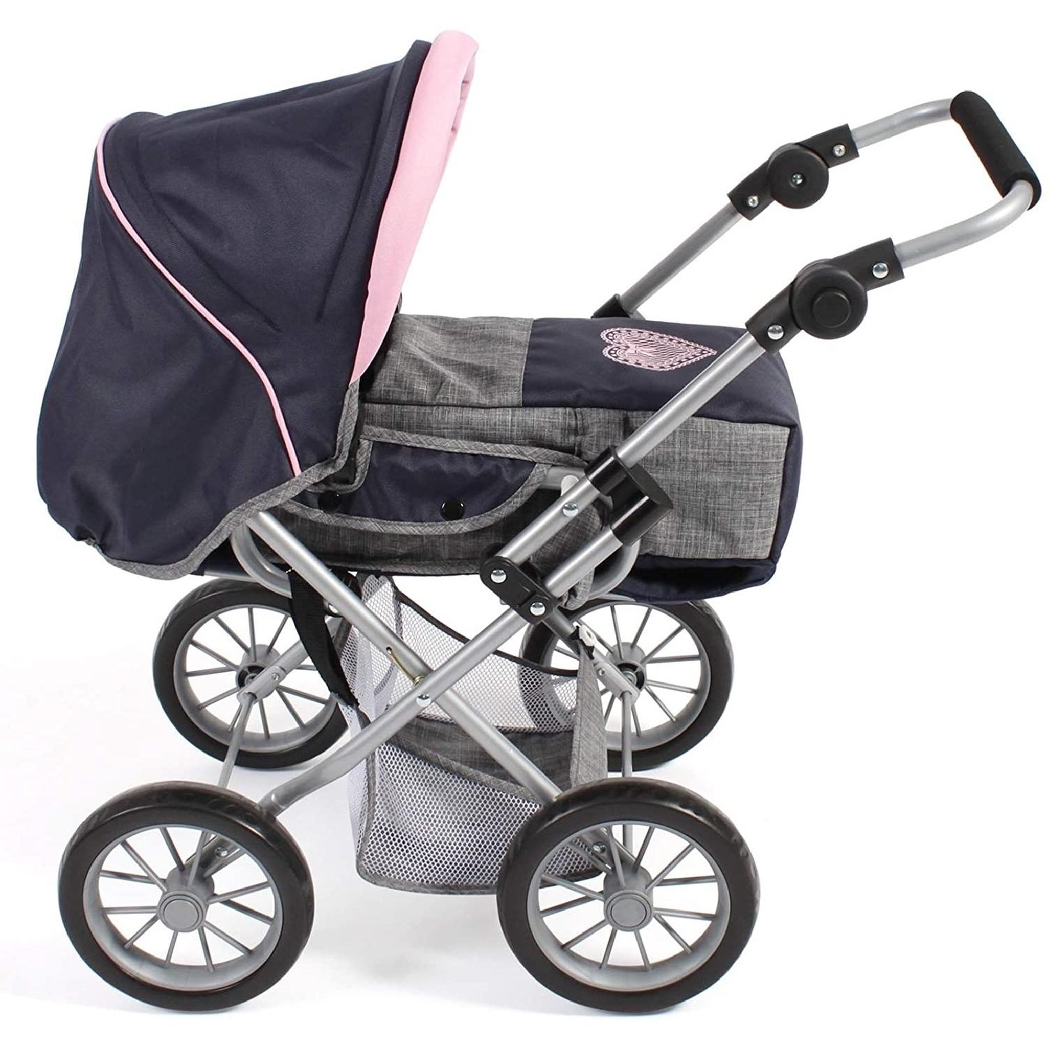 Voir la diapositive 2 : BAYER CHIC 2000 Poussette combinée pour poupée LENI, bleu marine - gris