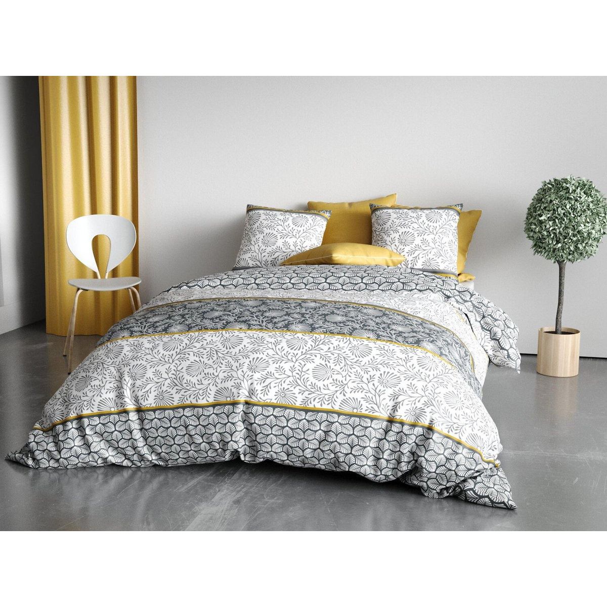 Les Ateliers du Linge Parure De Couette 3pcs 240x220cm 100% Coton 57 Fils/cm2-vega Gold
