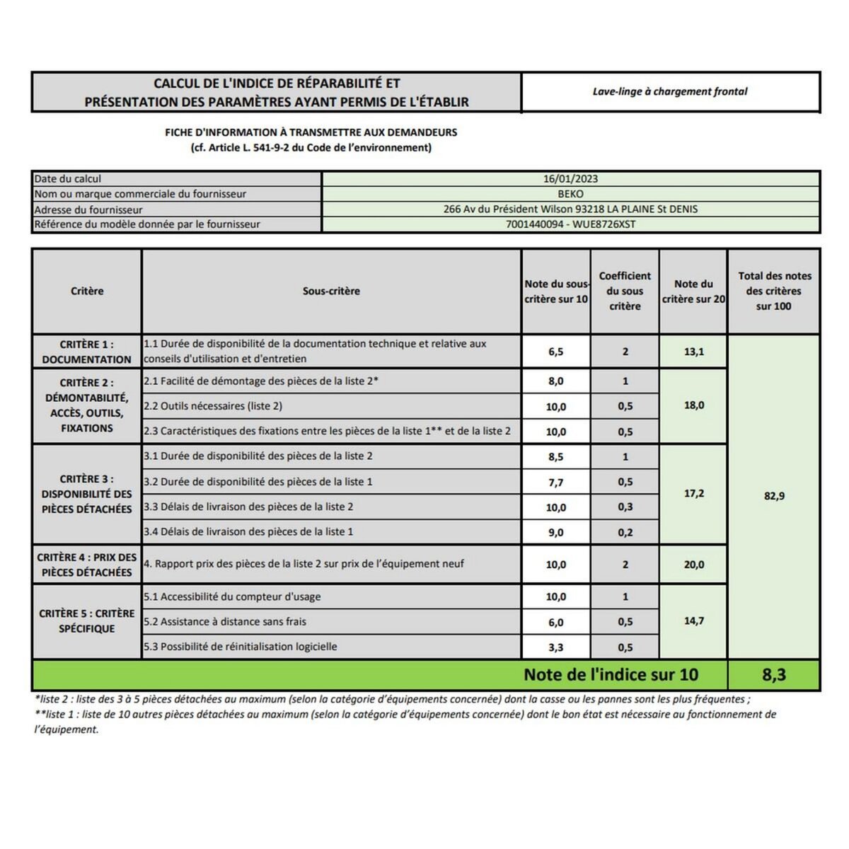 Beko Lave-linge frontal 8kg 1400 tours/min - WUE8726XST