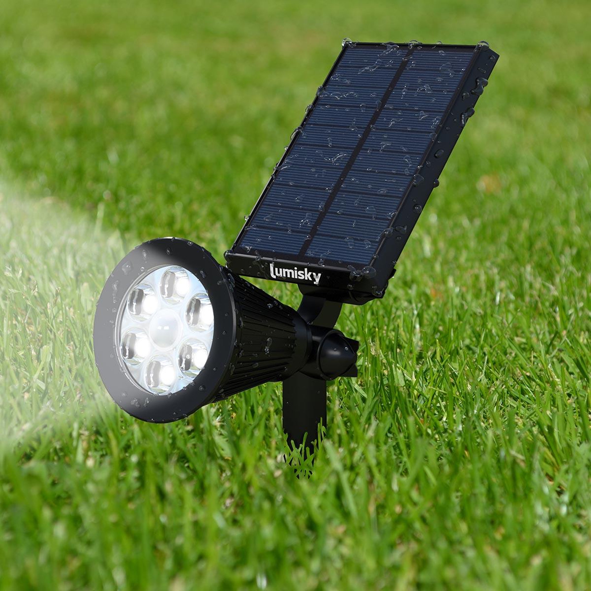Voir la diapositive 3 : Lumisky Lot de 2 spots solaires projecteurs SPIKY W34 Noir Plastique 100LM