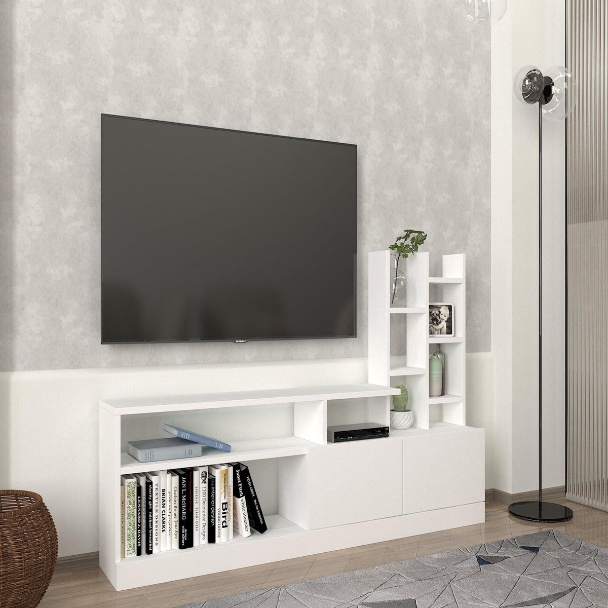 Habitat et Jardin Meuble TV en bois  Dolunay  - 164 x 25 x 91 cm - Blanc