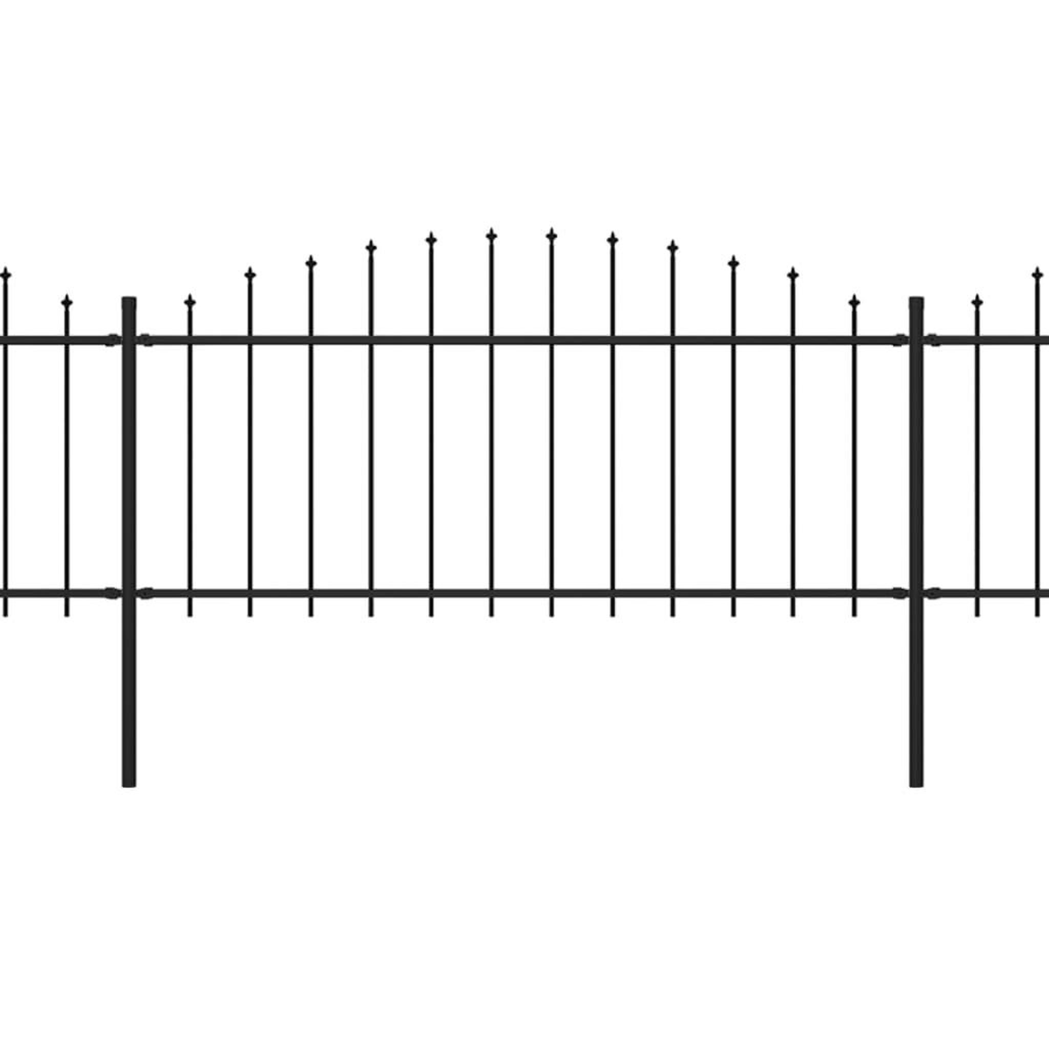 Voir la diapositive 2 : VIDAXL Cloture de jardin a dessus en lance Acier (0,5-0,75)x15,3m Noir