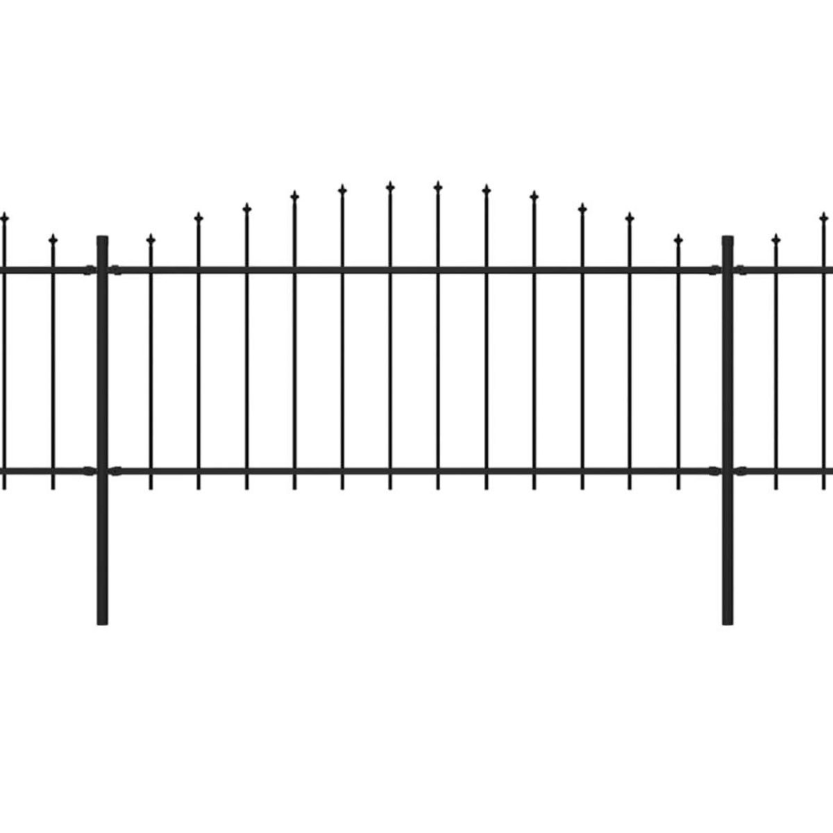 VIDAXL Cloture de jardin a dessus en lance Acier (0,5-0,75)x15,3m Noir
