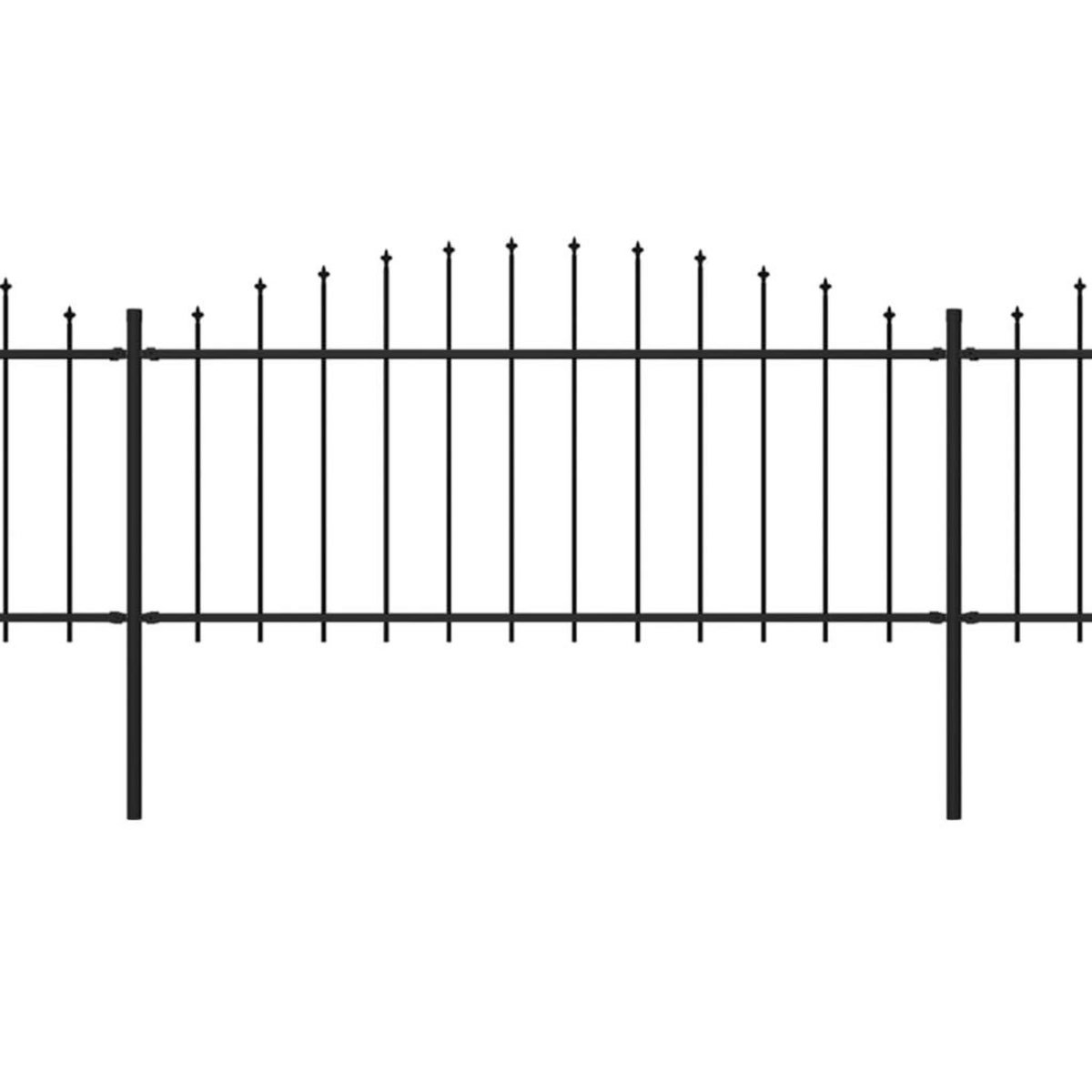 VIDAXL Cloture de jardin a dessus en lance Acier (0,5-0,75)x15,3m Noir