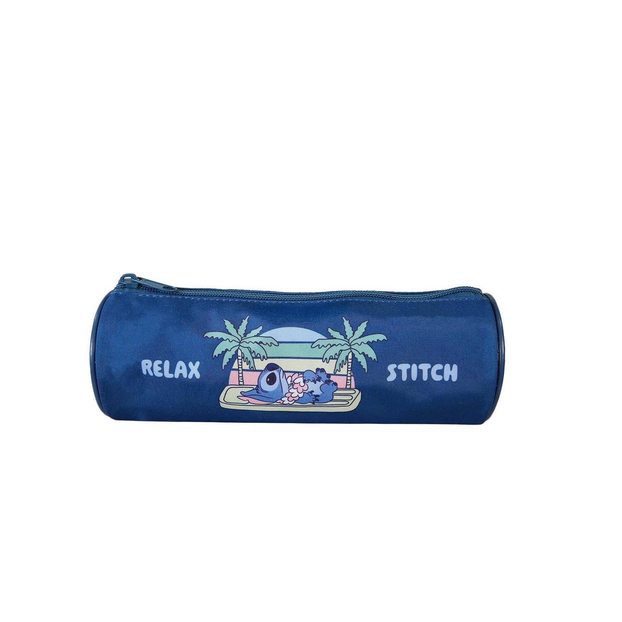 Bagtrotter Stitch - Trousse scolaire ronde - Bleu - 1 compartiment