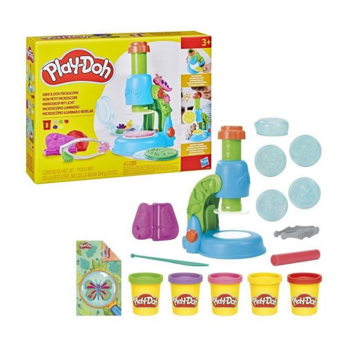 PLAYDOH Play-Doh Mon petit microscope, pâte a modeler, 9 accessoires et 5 couleurs, des 3 ans