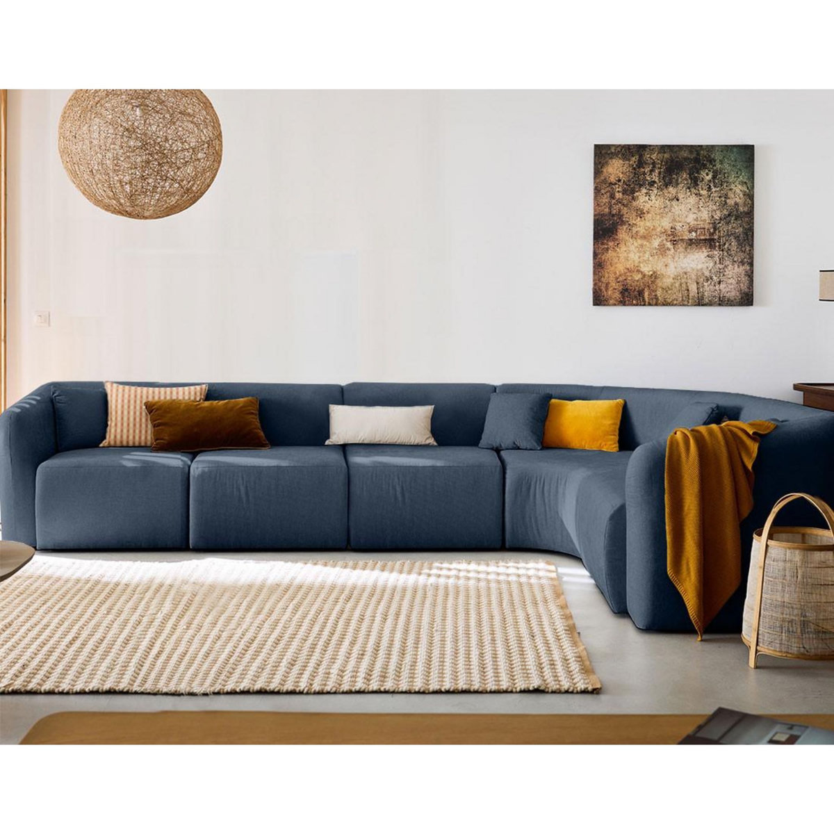 LISA DESIGN Ikare - canapé modulable d'angle droit - 6 places - en tissu