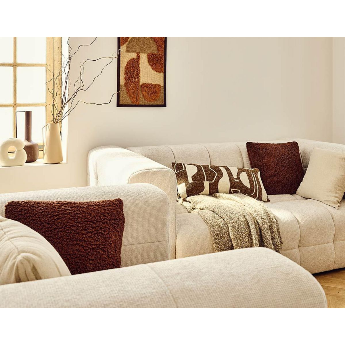 LISA DESIGN Suzano - canapé droit 2 places en tissu texturé