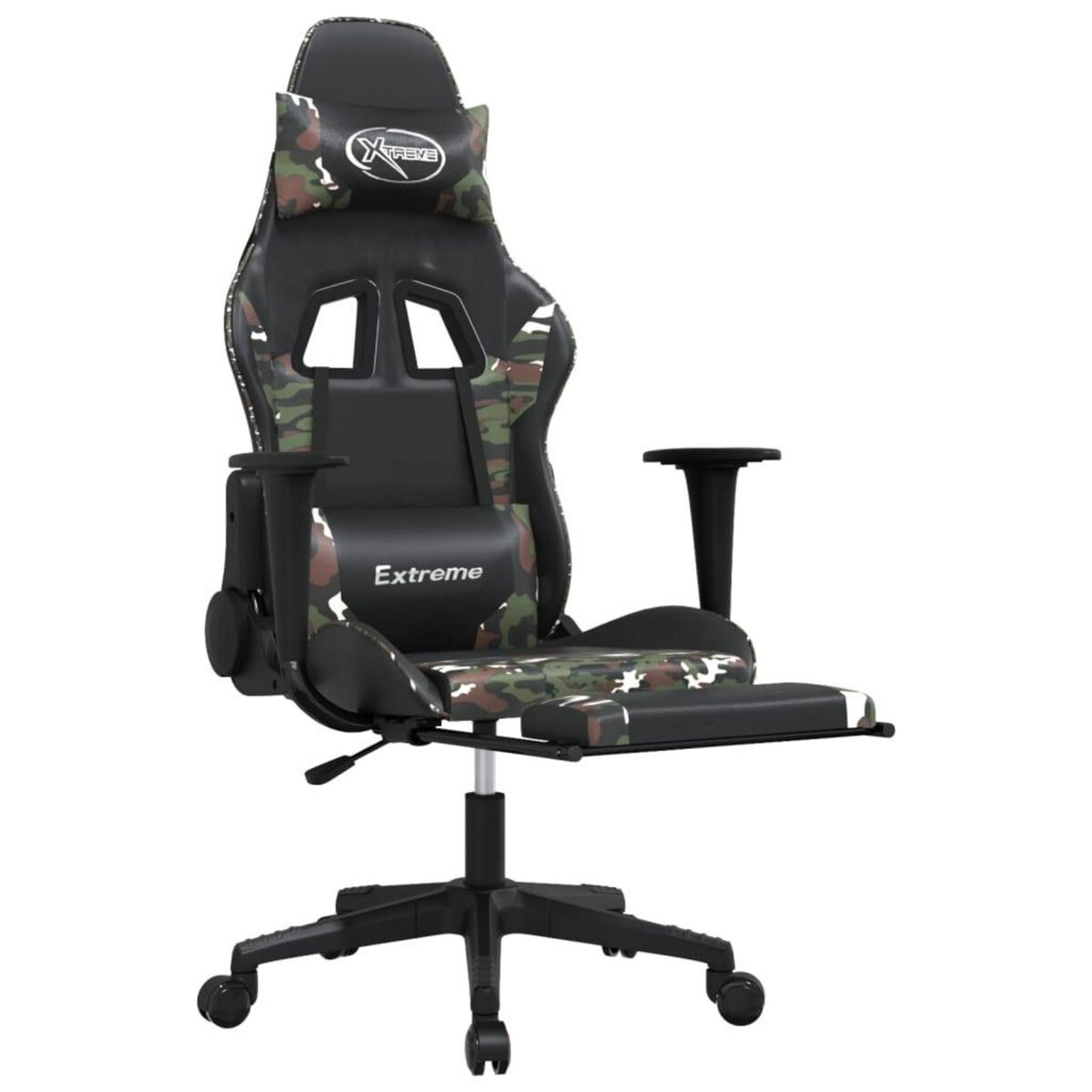 VIDAXL Chaise de jeu de massage repose-pied Noir camouflage Similicuir