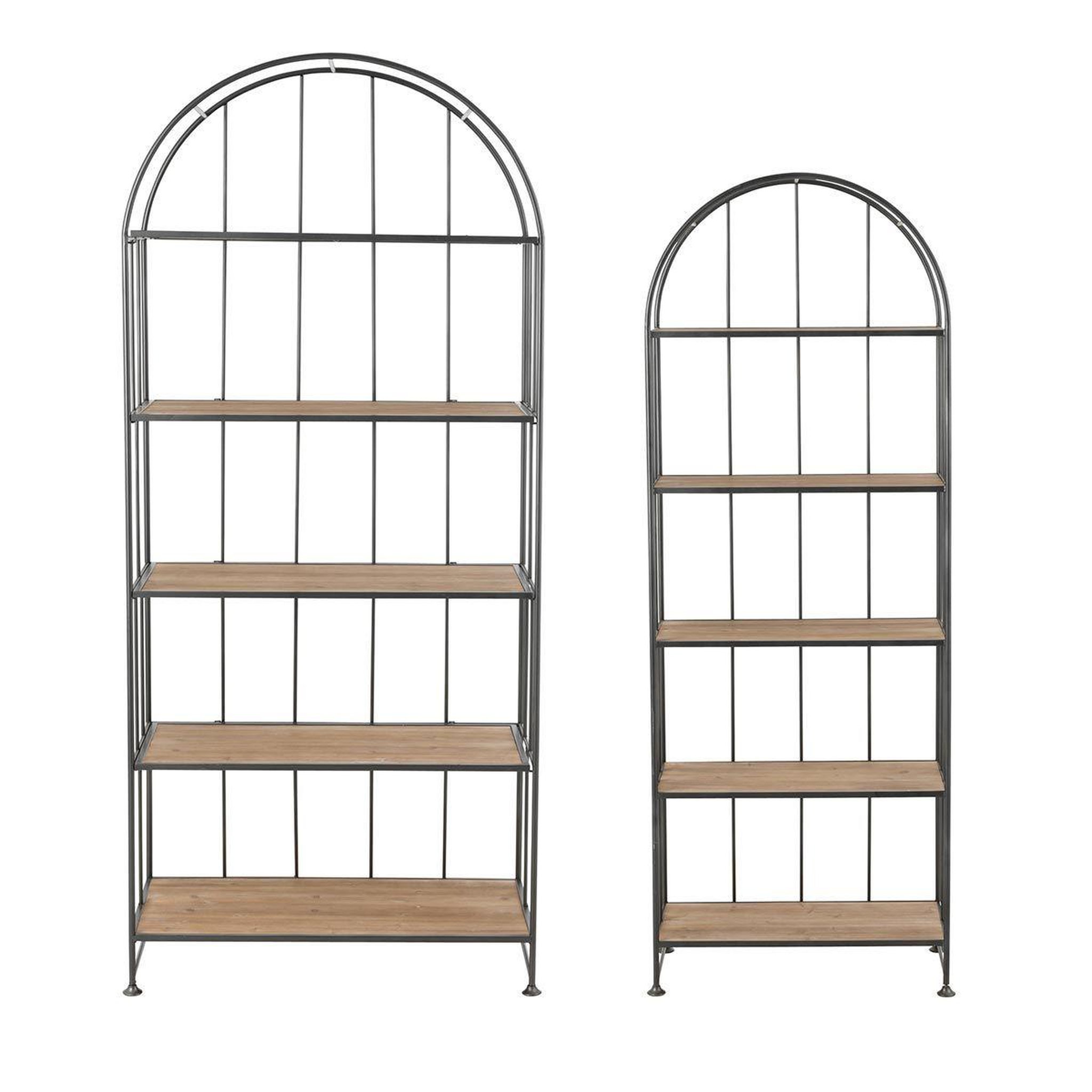 Voir la diapositive 4 : J-LINE Lot de 2 Étagères Déco  Carambo  182cm Marron