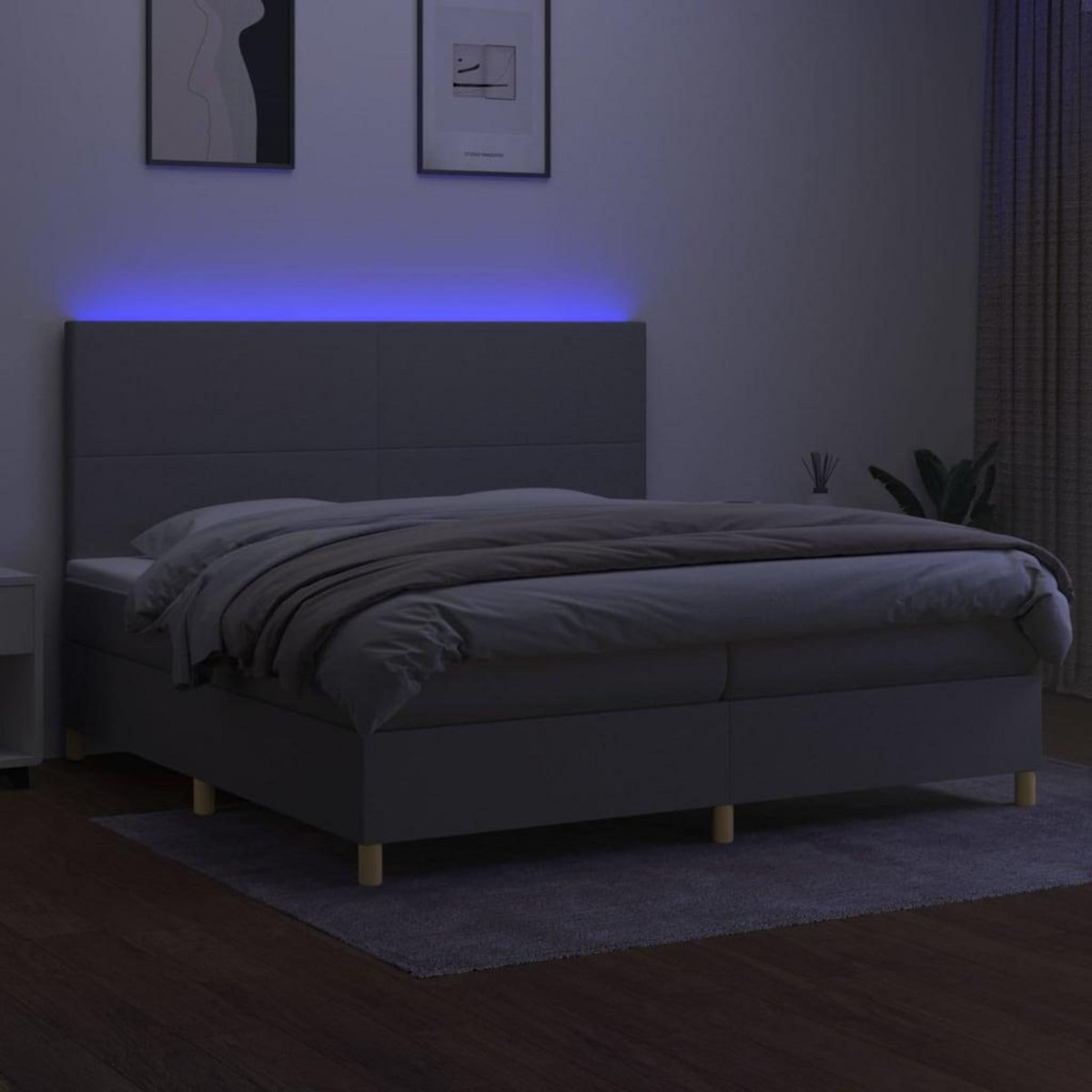 VIDAXL Sommier a lattes de lit et matelas et LED Gris clair 200x200 cm
