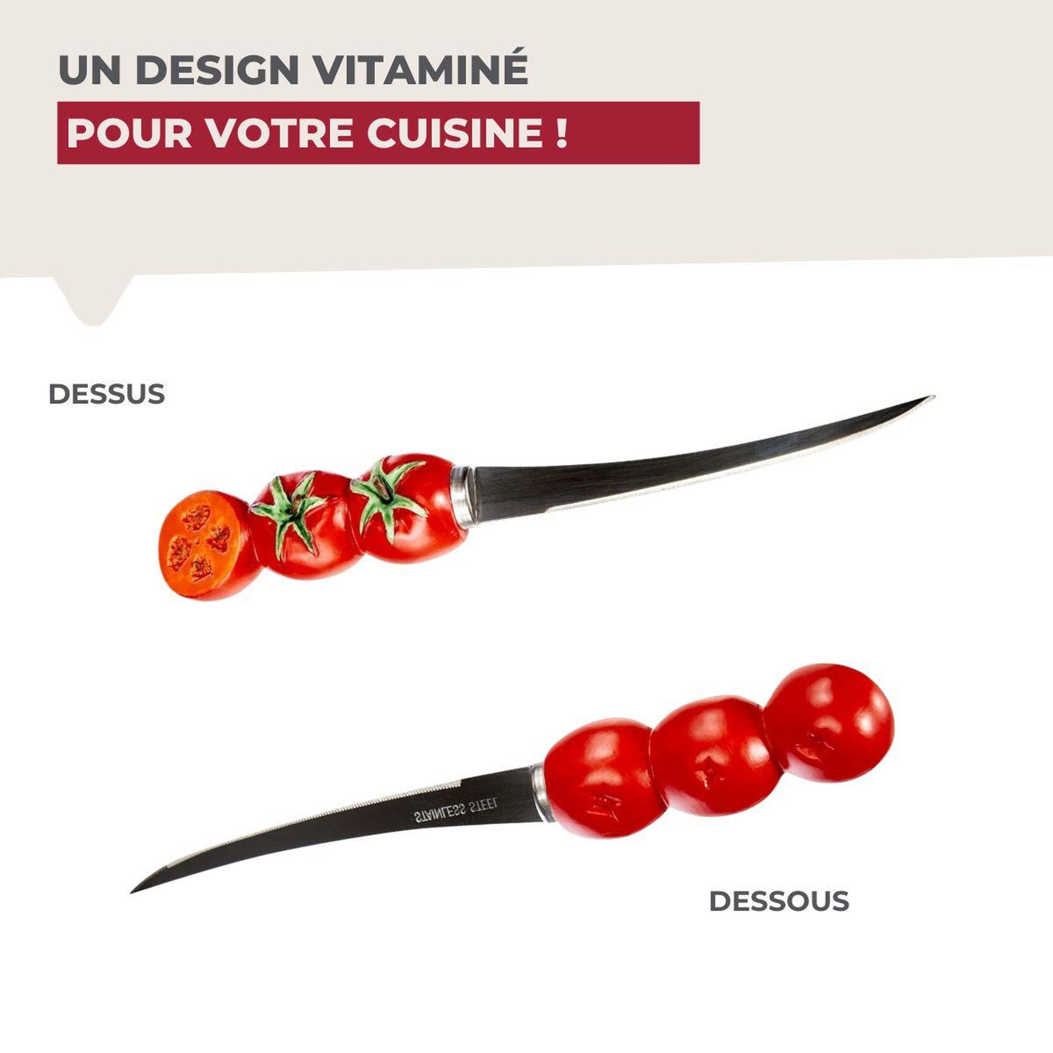 Voir la diapositive 6 : Fackelmann Couteau à tomates lame crantée 11 cm Fackelmann