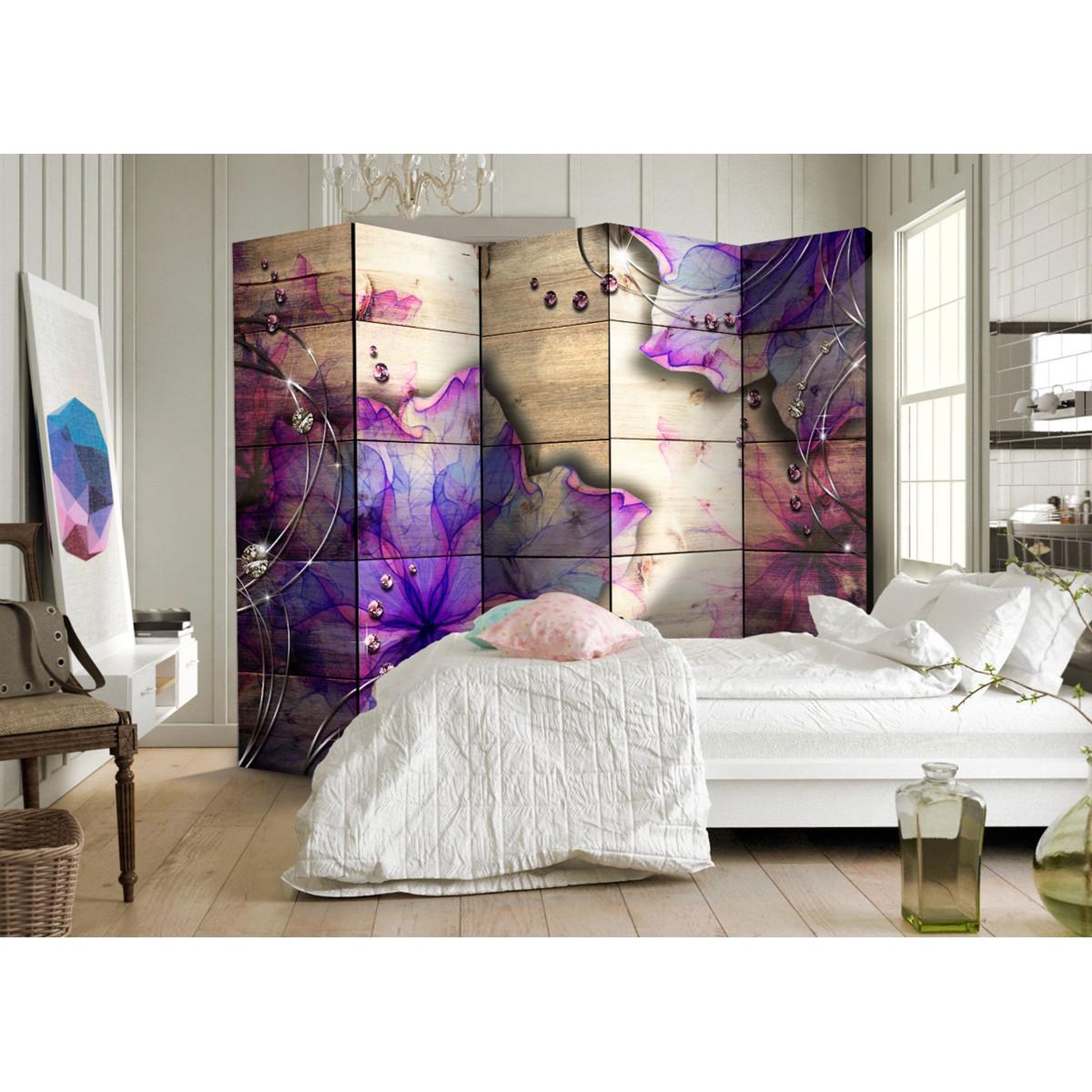 Voir la diapositive 2 : Paris Prix Paravent 5 volets  purple memory  172x225cm