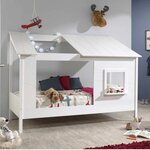 Paris Prix Pack - Lit Cabane Enfant, Sommier & Matelas  Housebed II  90x200cm Blanc