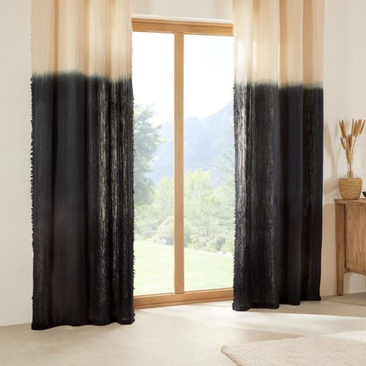 ATMOSPHERA Rideau à Œillets Tie and Tye  Inuit Dreams  140x260cm Anthracite