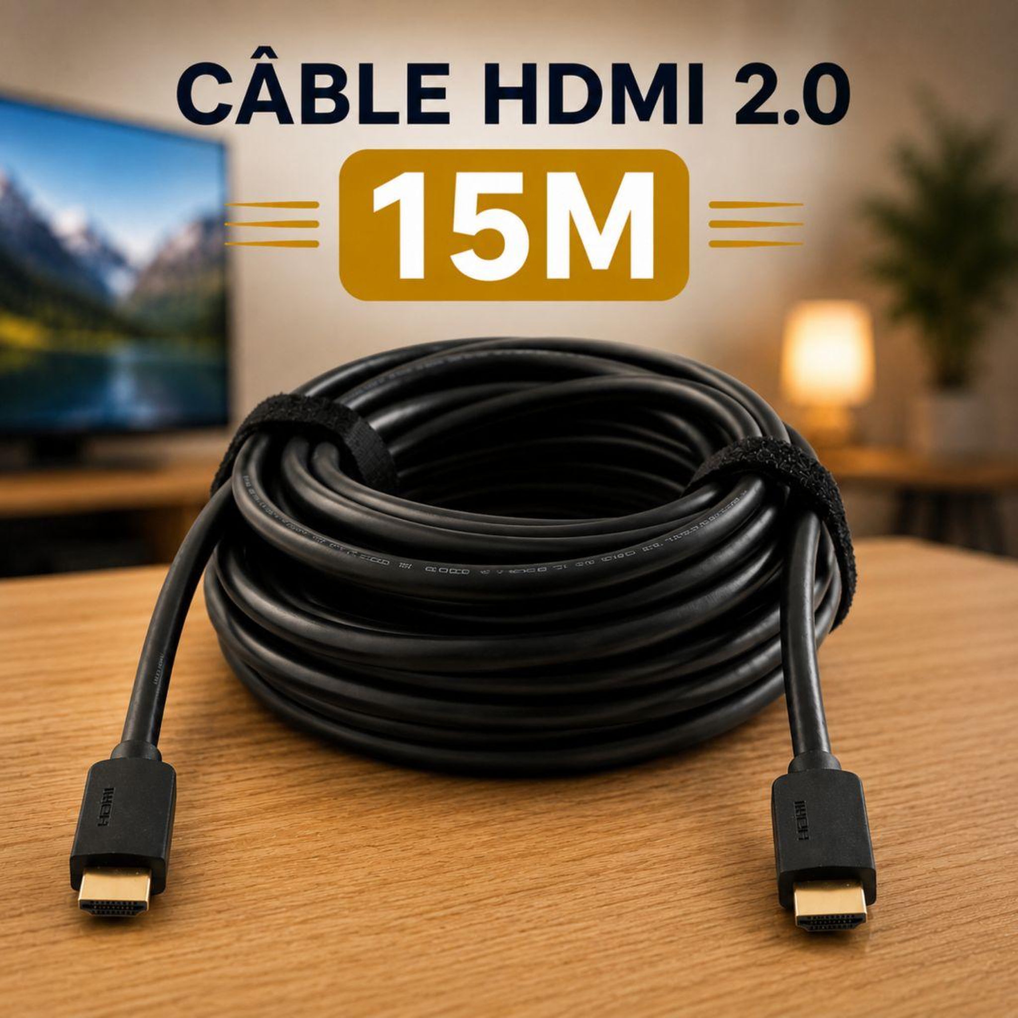 Voir la diapositive 3 : ESSENTIEL B Câble HDMI 2.0/18Gbps 15M Noir