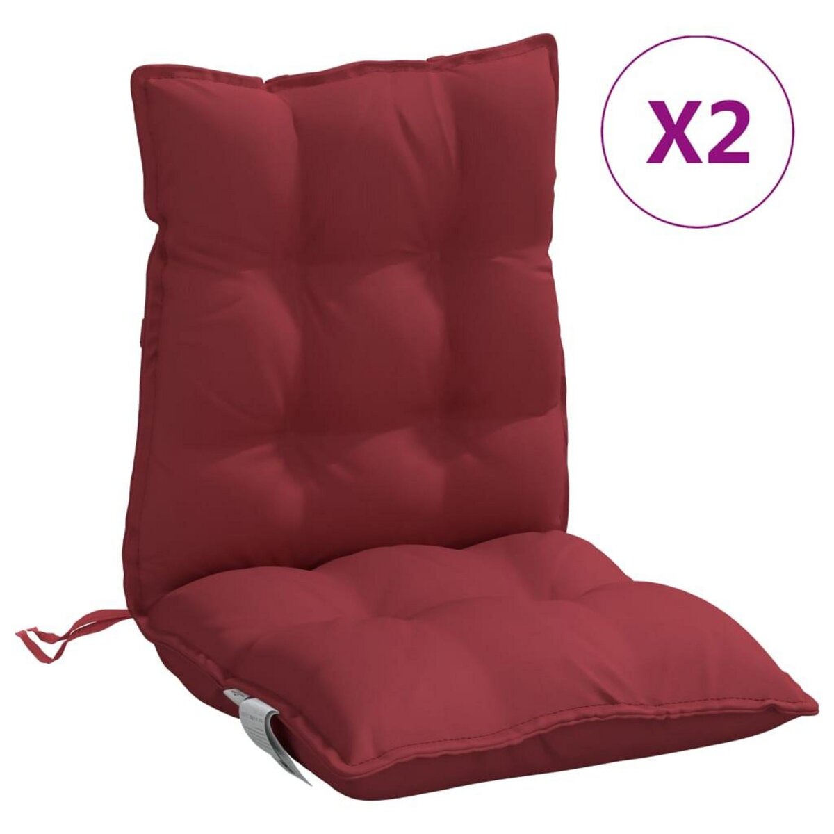 VIDAXL Coussins de chaise a dossier bas lot de 2 rouge bordeaux