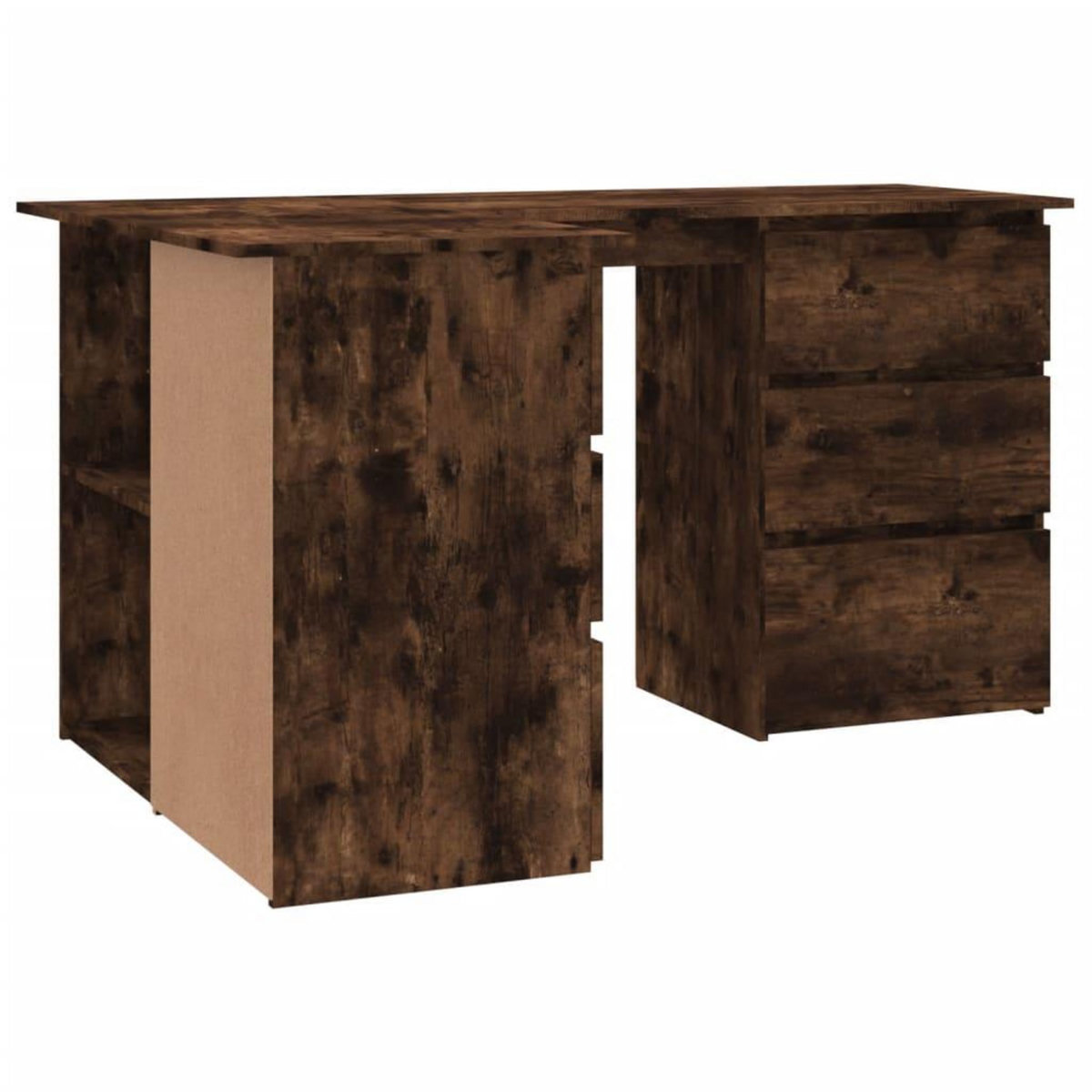 VIDAXL Bureau d'angle Chene fume 145x100x76 cm Bois d'ingenierie