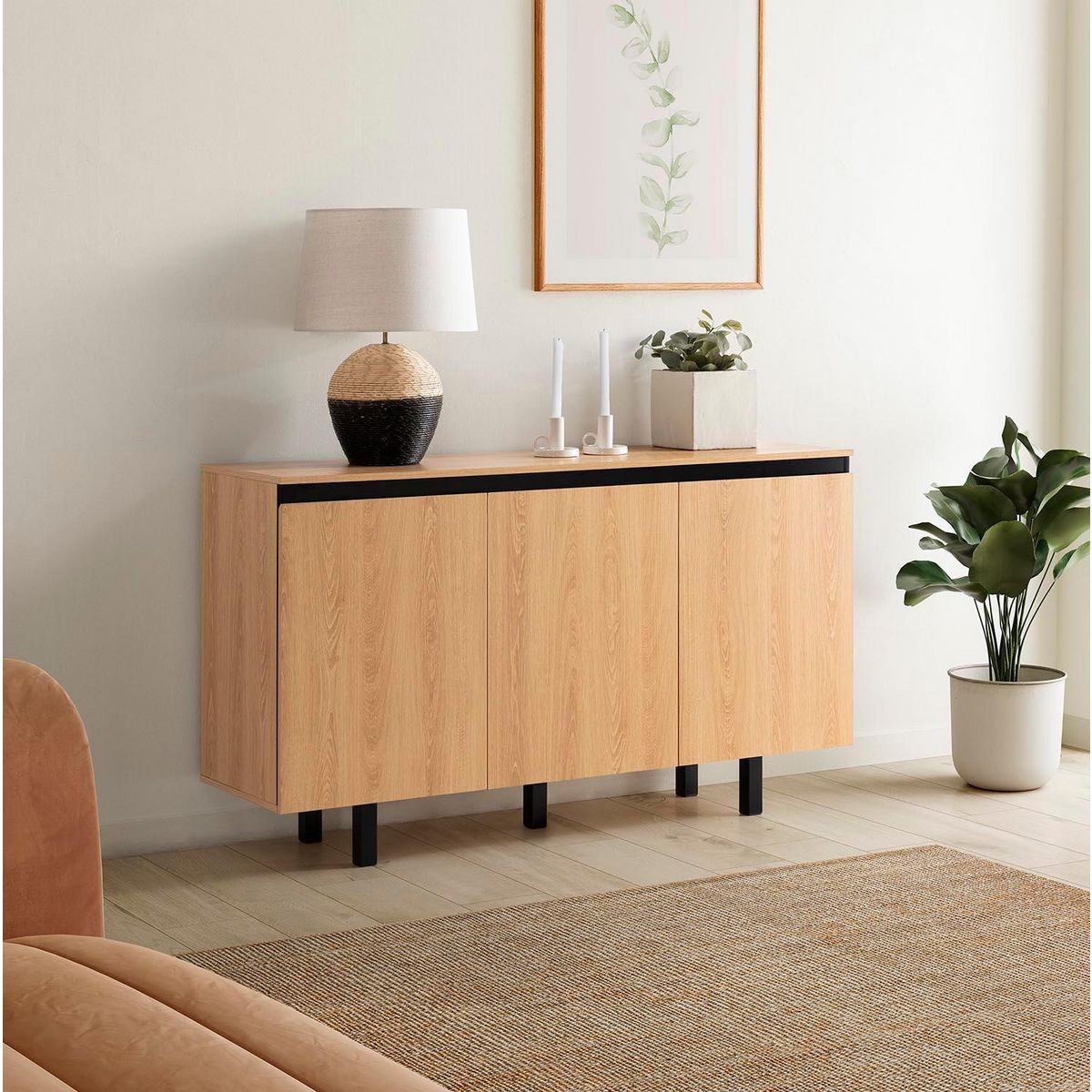 VS VENTA-STOCK Buffet Molina 3 portes couleur chêne