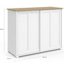 Voir la diapositive 5 : ID MARKET Buffet 100 cm JANGO 2 portes coulissantes blanc et plateau bois
