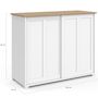 Voir la diapositive 5 : ID MARKET Buffet 100 cm JANGO 2 portes coulissantes blanc et plateau bois