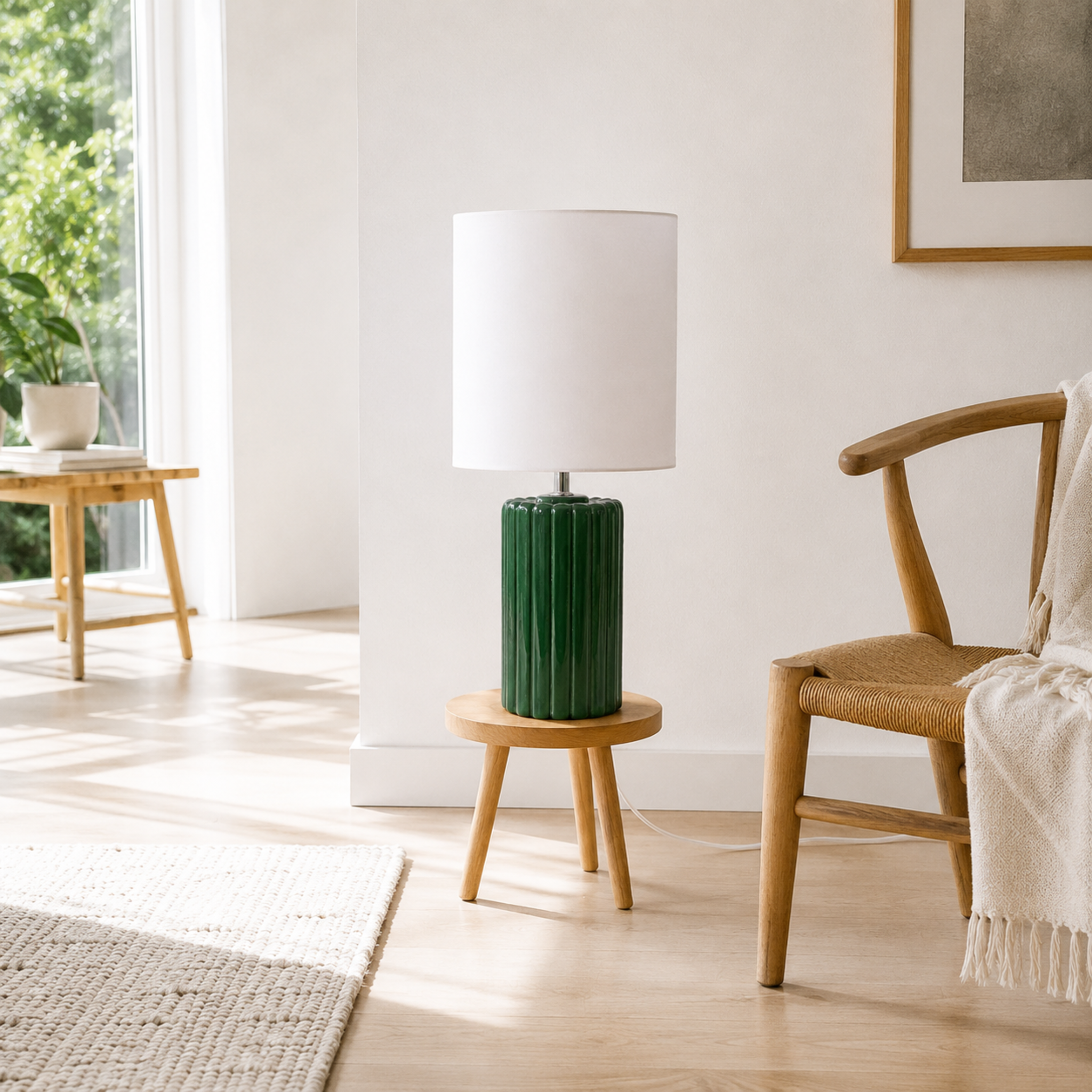 Voir la diapositive 5 : MAISON PAVANE Lampe à poser en céramique verte-Palladio
