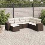 VIDAXL Salon de jardin avec coussins 7 pcs marron resine tressee
