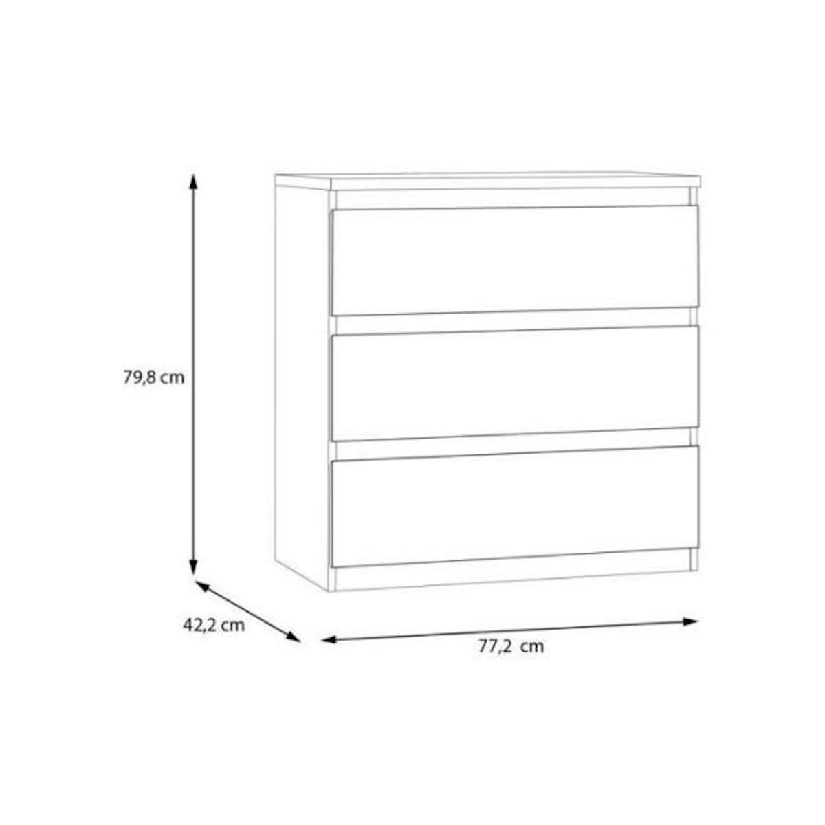 MARKET24 Commode - EDMORE - 3 tiroirs - Sauge - 77,2 x 42 x 79,8 cm