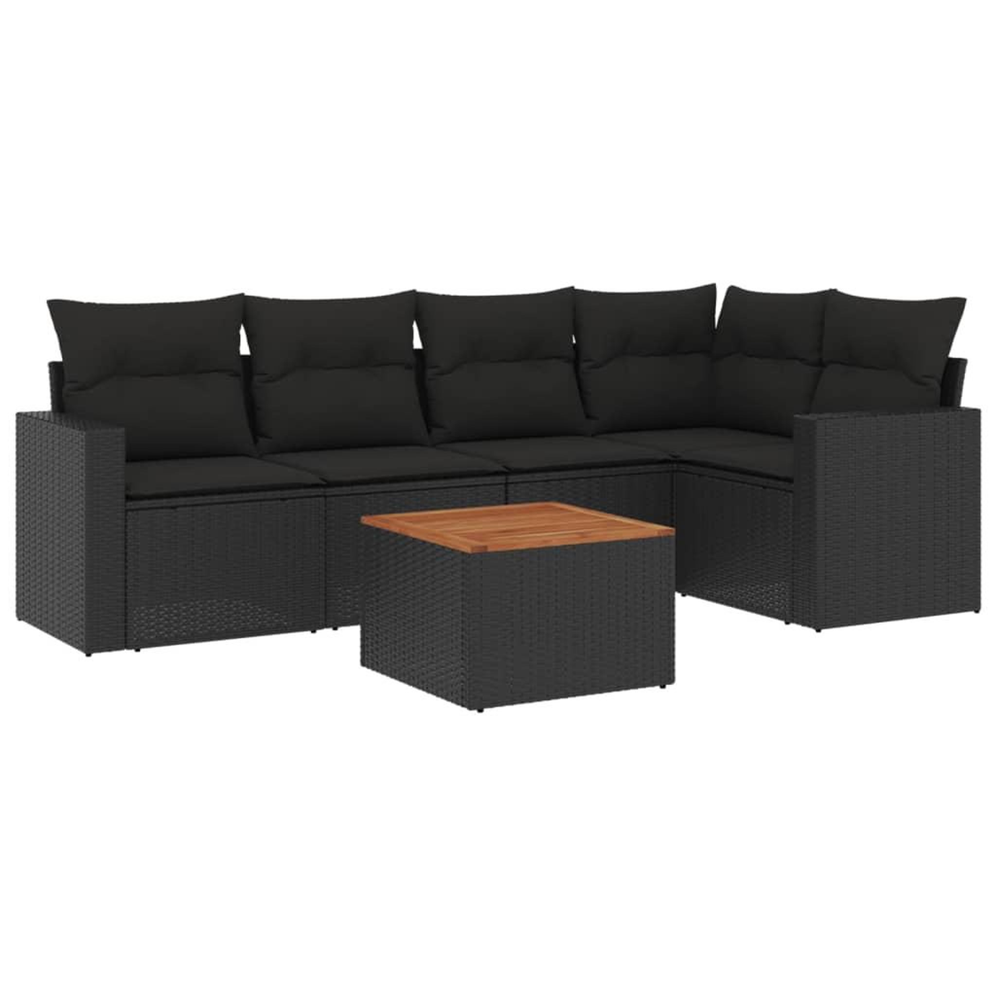 Voir la diapositive 2 : VIDAXL Salon de jardin 6 pcs avec coussins noir resine tressee