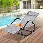 Voir la diapositive 2 : OUTSUNNY Chaise longue à bascule rocking chair design contemporain dim. 160L x 61l x 79H cm métal textilène gris chiné