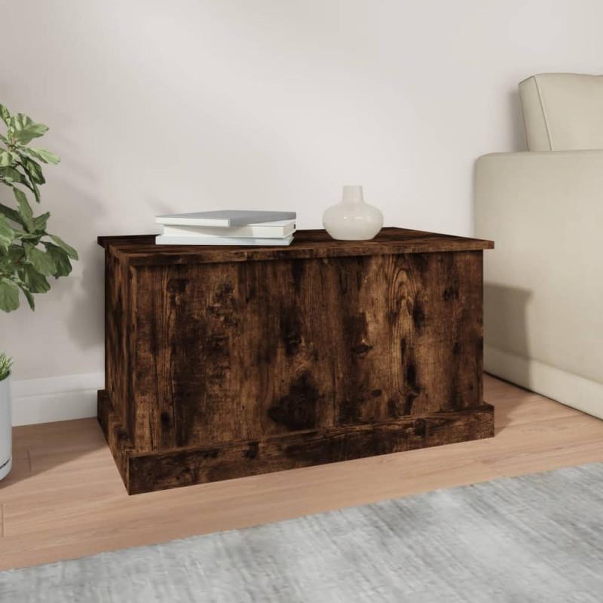 Voir la diapositive 3 : VIDAXL Boîte de rangement chêne fumé 70x40x38 cm bois d ingénierie