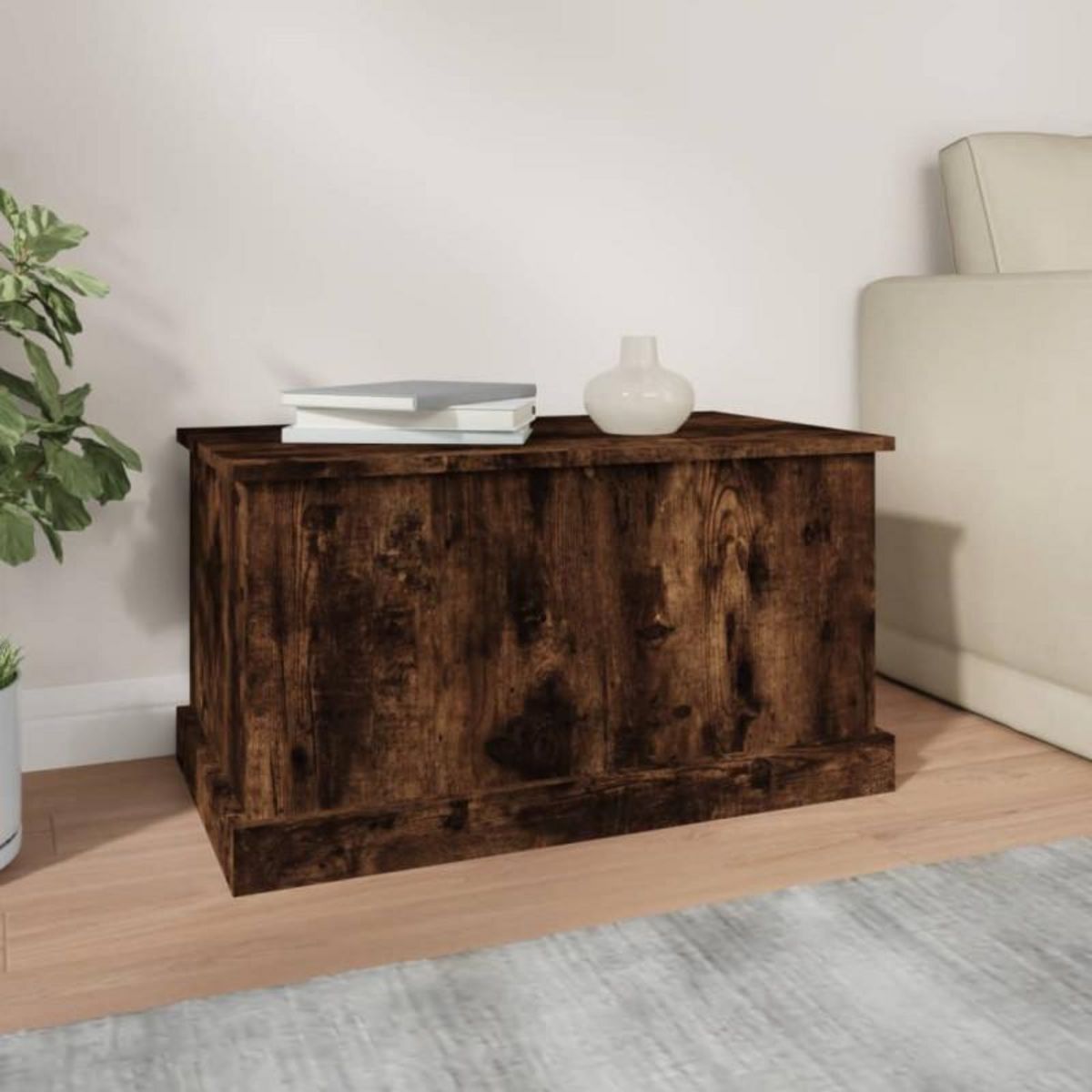 VIDAXL Boîte de rangement chêne fumé 70x40x38 cm bois d ingénierie