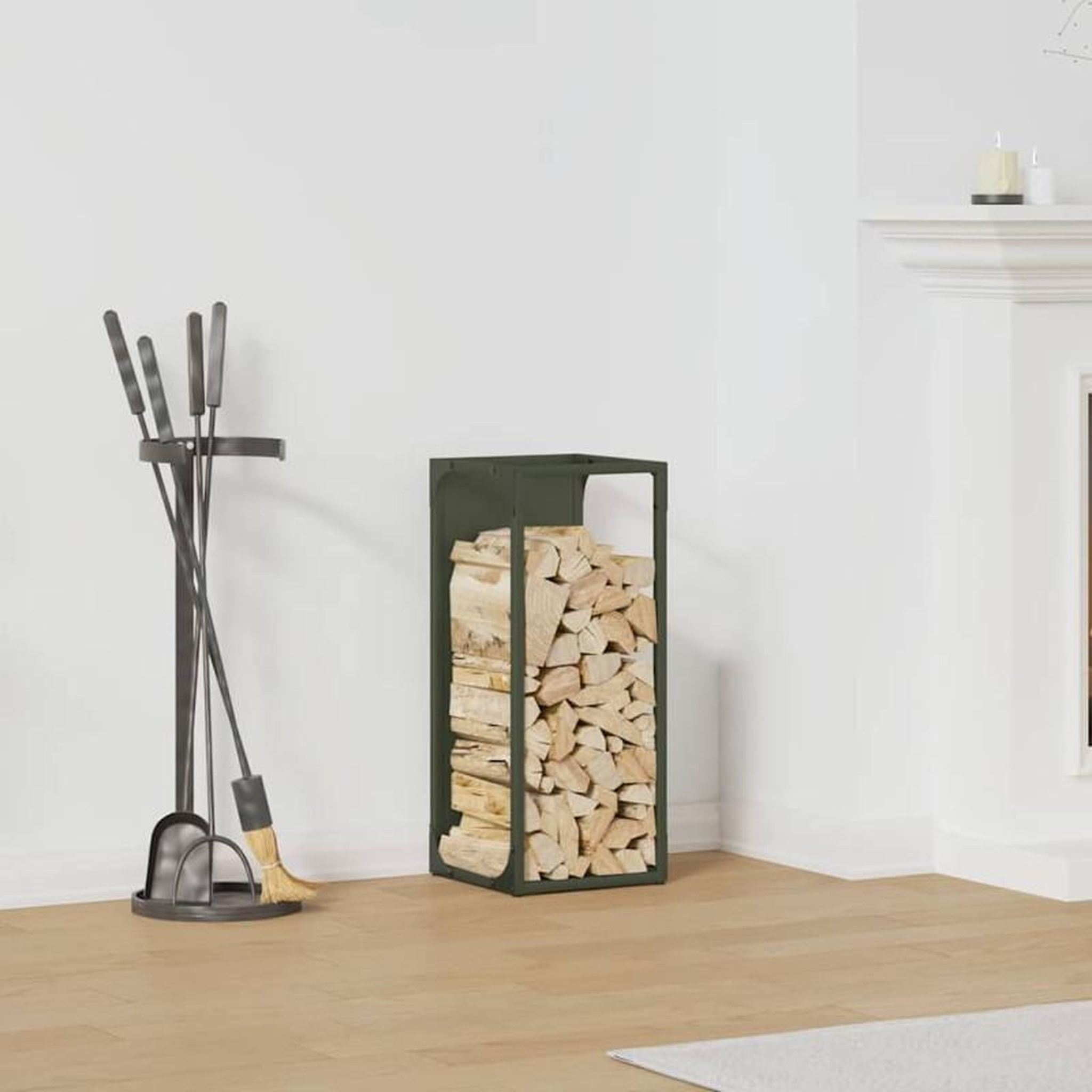 Voir la diapositive 1 : VIDAXL Portant de bois chauffage vert olive 25x25x60 cm