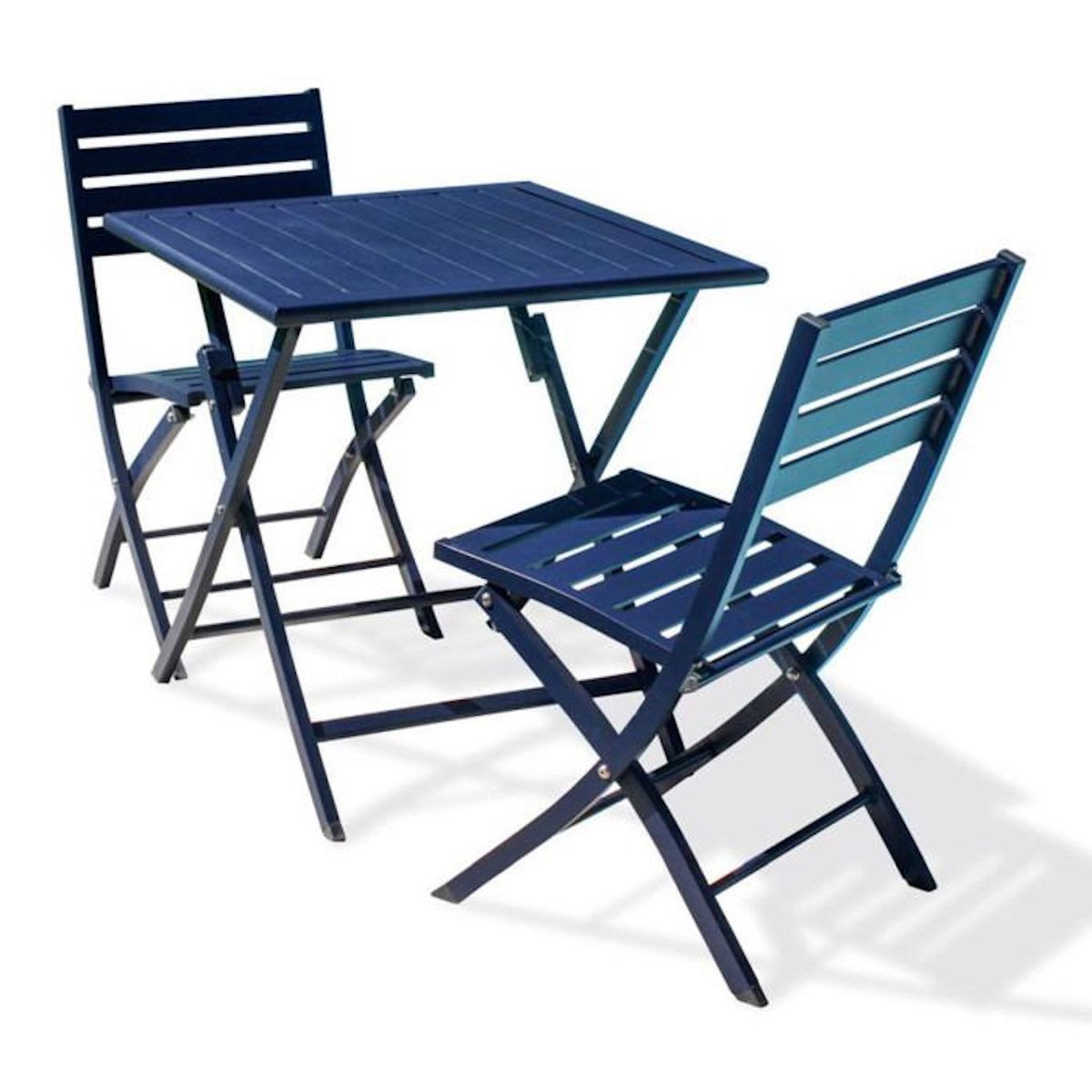 Paris Prix Ensemble Table de Jardin Pliante & 2 Chaises  Marius  70cm Bleu Marine