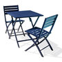 Voir la diapositive 2 : Paris Prix Ensemble Table de Jardin Pliante & 2 Chaises  Marius  70cm Bleu Marine