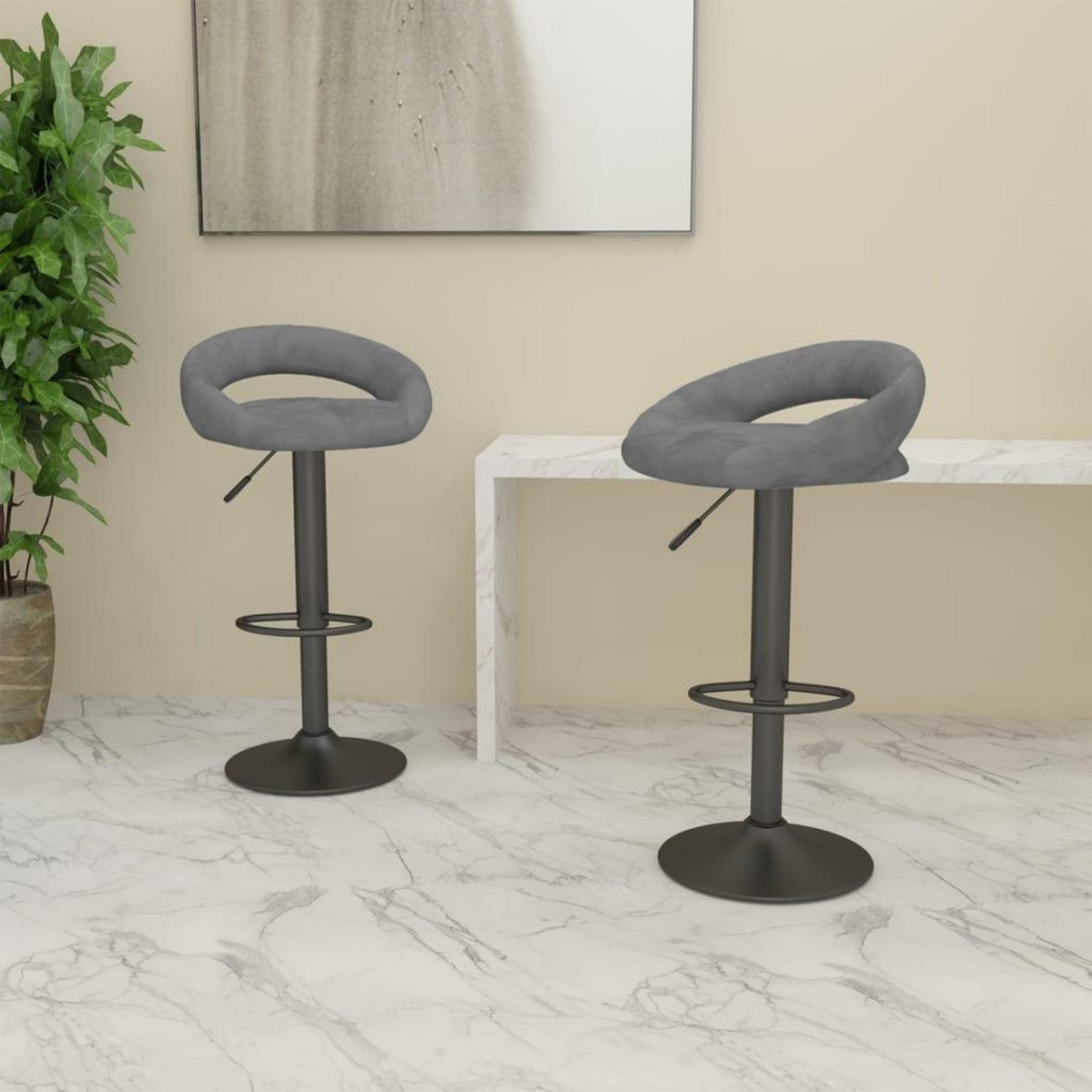 VIDAXL Tabourets de bar lot de 2 gris clair velours