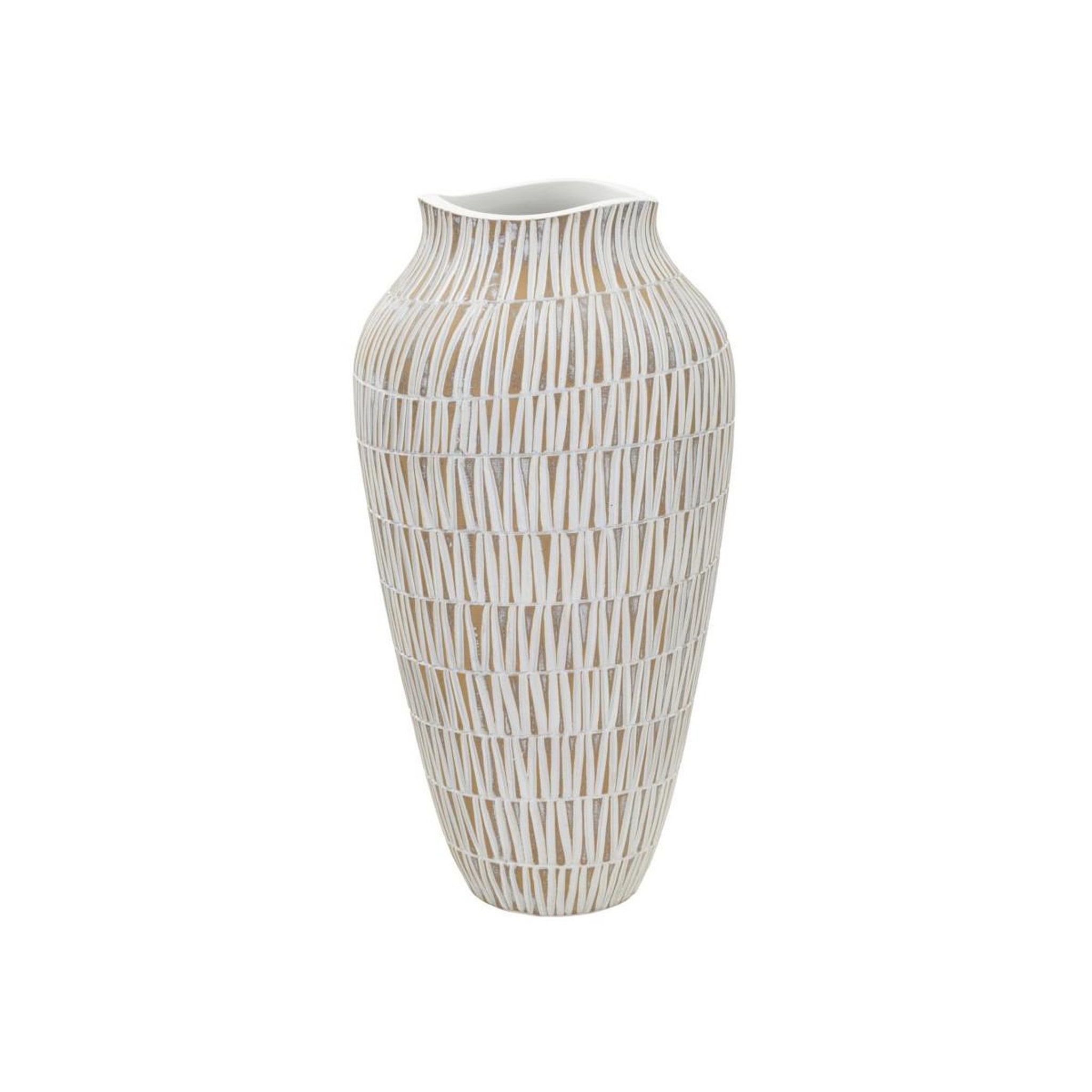 Paris Prix Vase déco en résine  stiky  44cm or & blanc