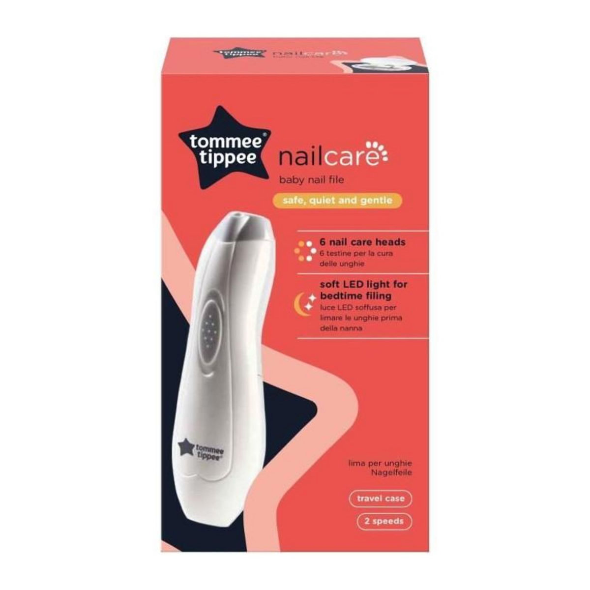 TOMMEE TIPPEE Lime a ongles électrique - TOMMEE TIPPEE - Coupe-ongles - Eclairage LED - 6 tetes de limage - Bébé et adulte