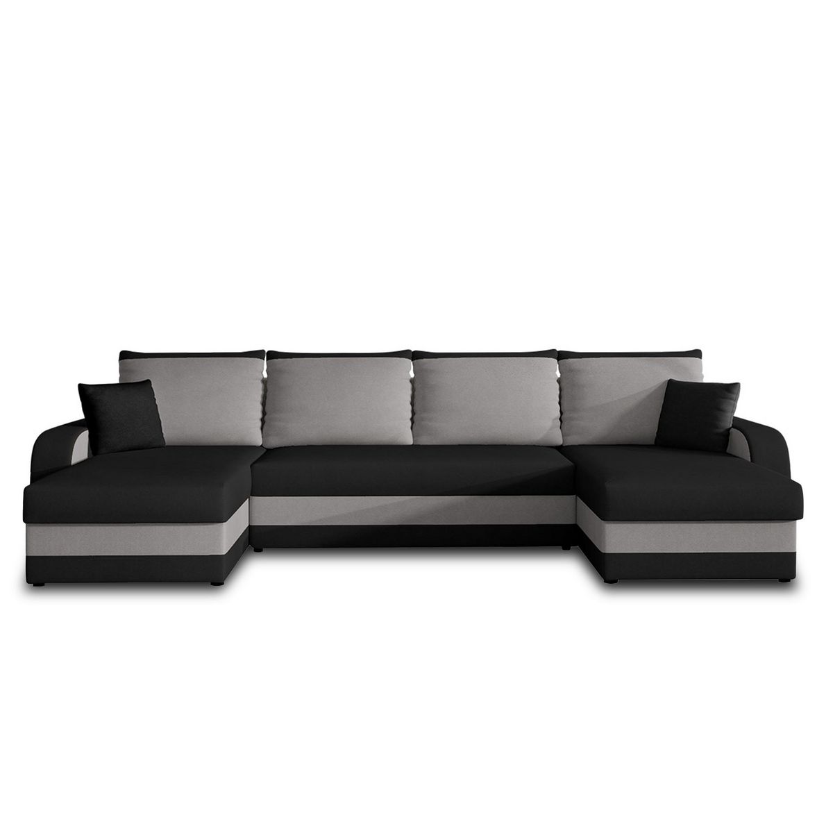 BEST MOBILIER Valos - canapé panoramique en u - 7 places - convertible avec coffre - en velours