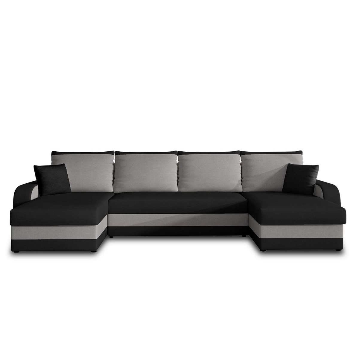 BEST MOBILIER Valos - canapé panoramique en u - 7 places - convertible avec coffre - en velours