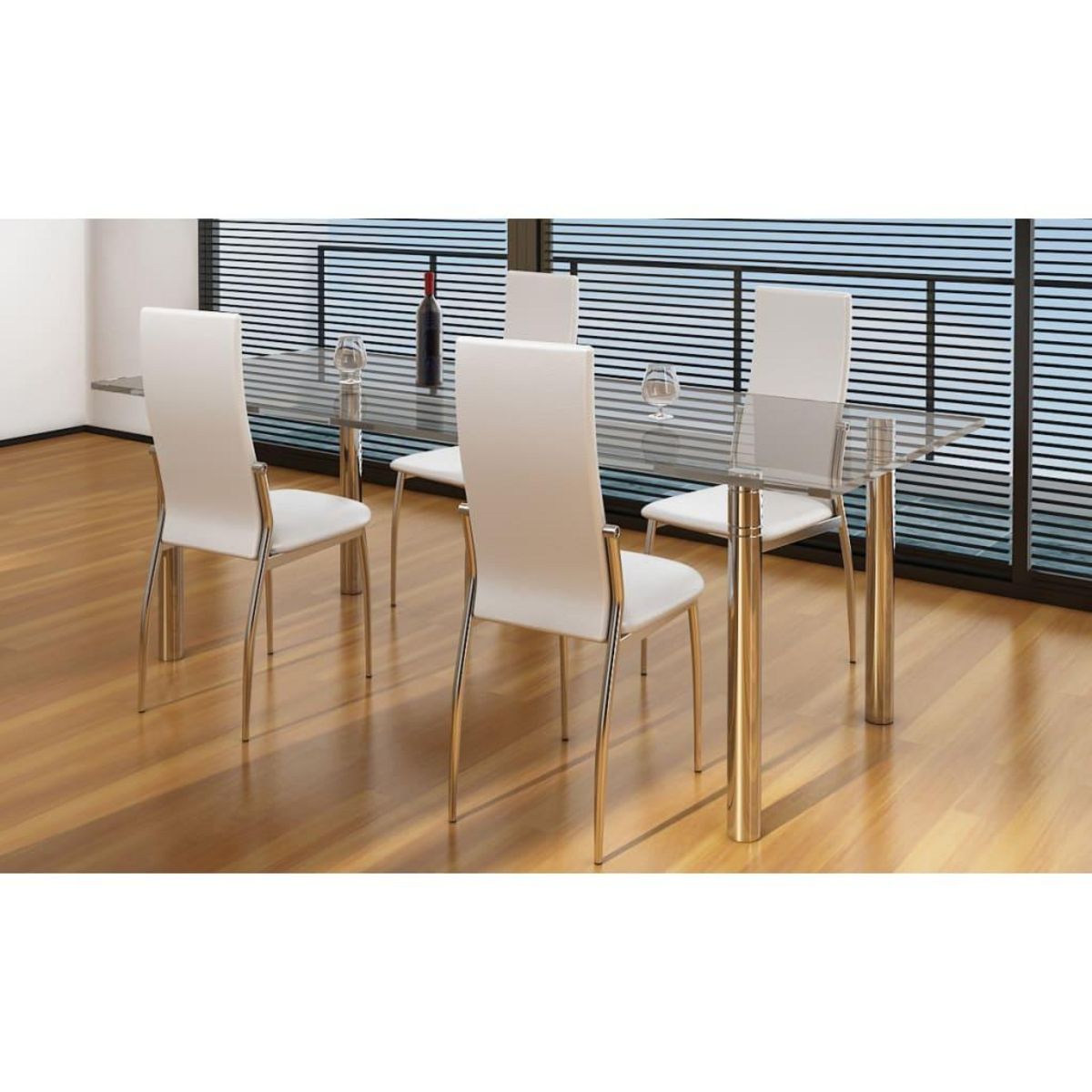 VIDAXL Chaises a manger lot de 4 blanc similicuir