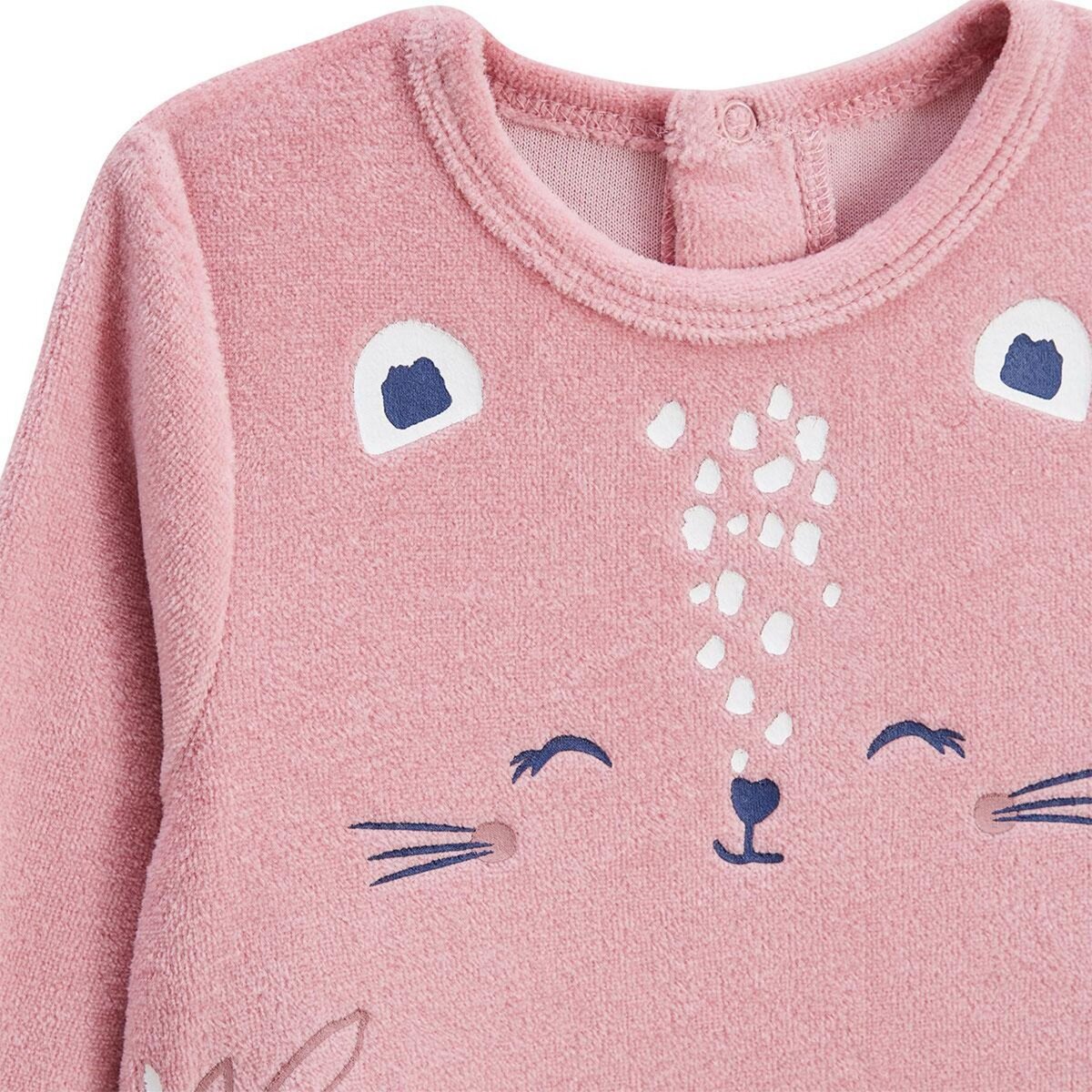 Petit Béguin Pyjama bébé en velours Céleste