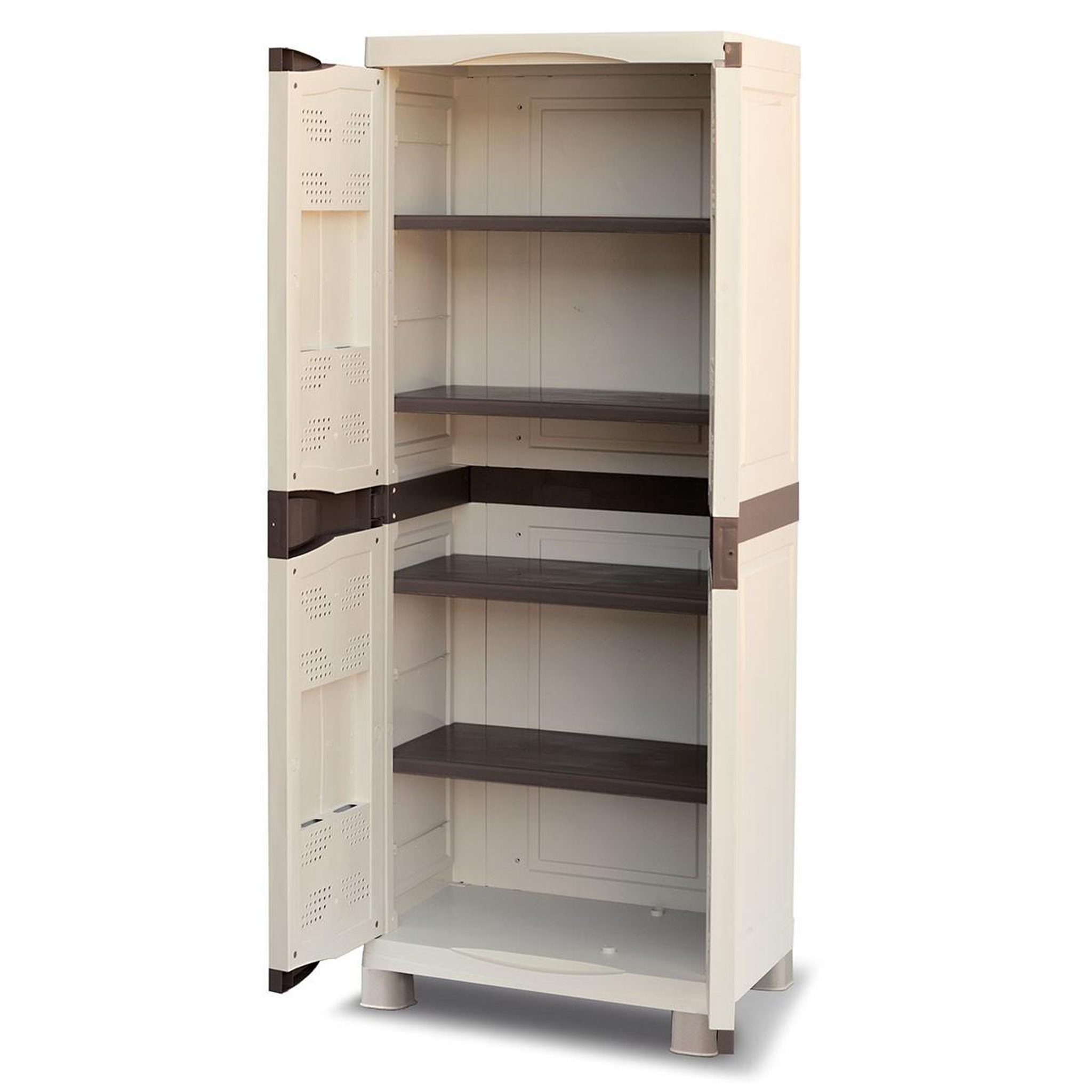 Voir la diapositive 2 : INTEC Armoire de rangement 2 portes 4 etagères 70 x 47 x 184cm 4 pieds charge 100kg max intec