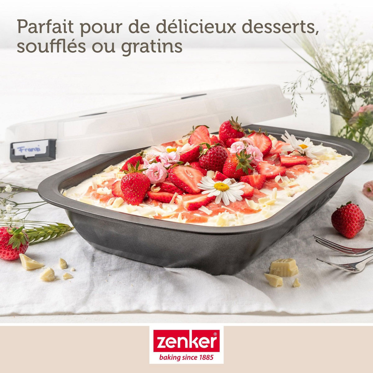 ZENKER Ensemble de 2 Moules à gâteaux rectangulaire avec couvercle de transport 34 x 24 cm Zenker Bake Click and Go