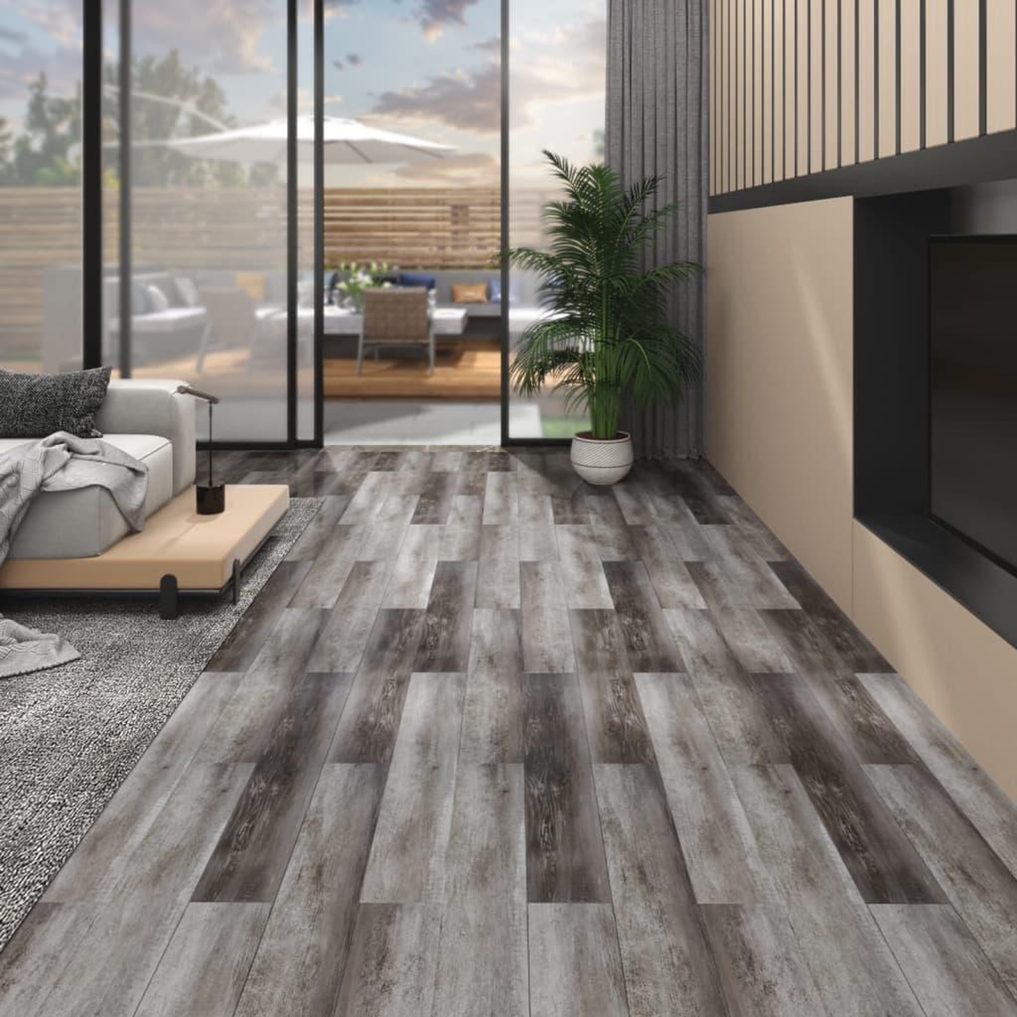 Voir la diapositive 1 : VIDAXL Planches de plancher PVC Non auto-adhesif 5,26 m^22 mm Bois raye