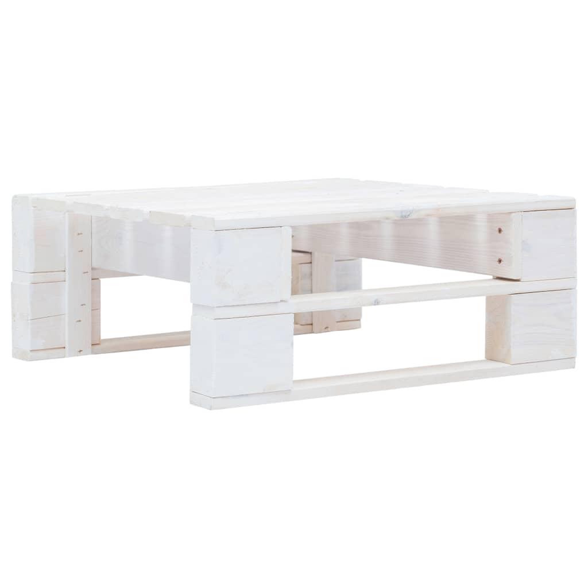 Voir la diapositive 3 : VIDAXL Salon de jardin palette 4 pcs et coussins Pin impregne de blanc